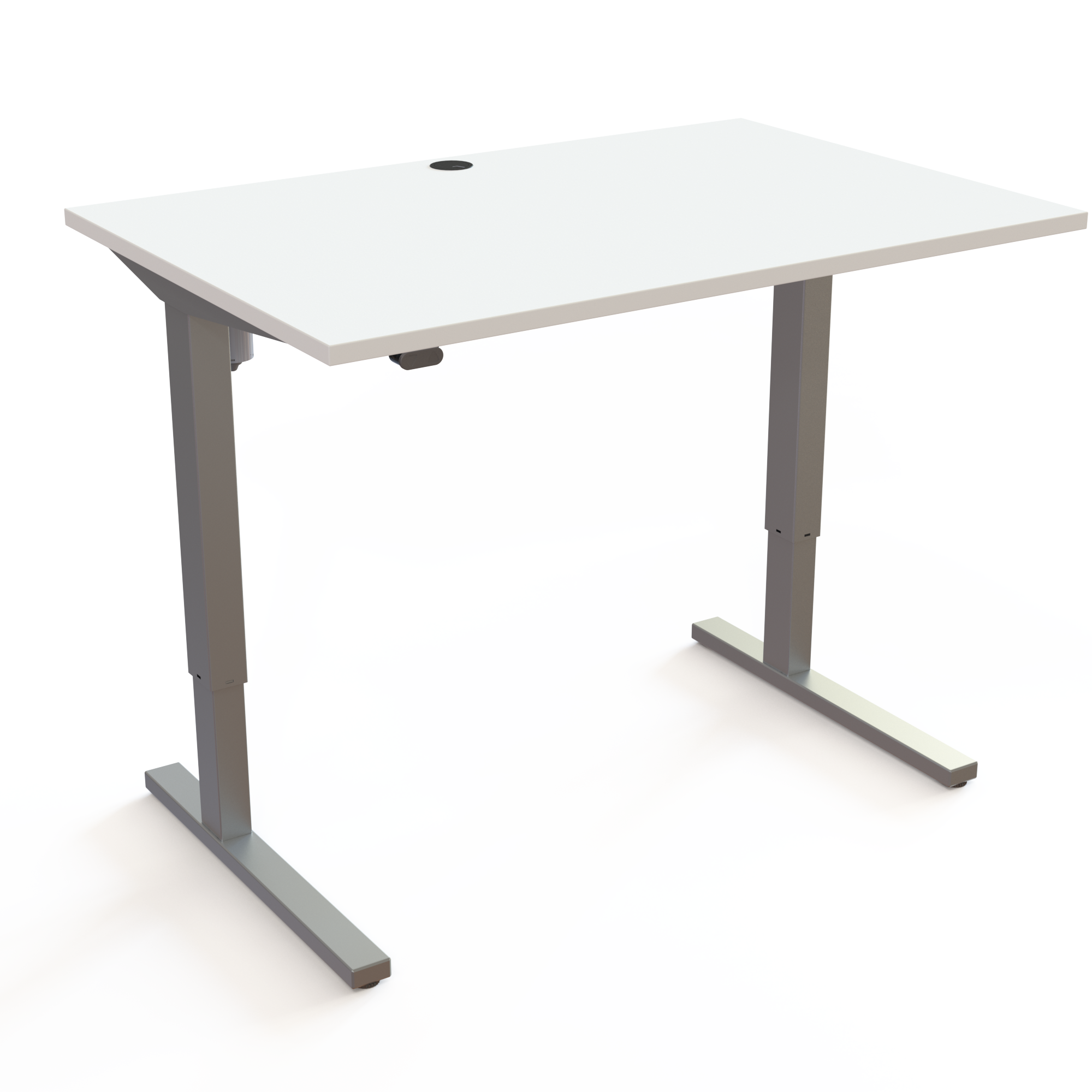 Schreibtisch steh/sitz | 120x80 cm | Weiß mit grauem Gestell