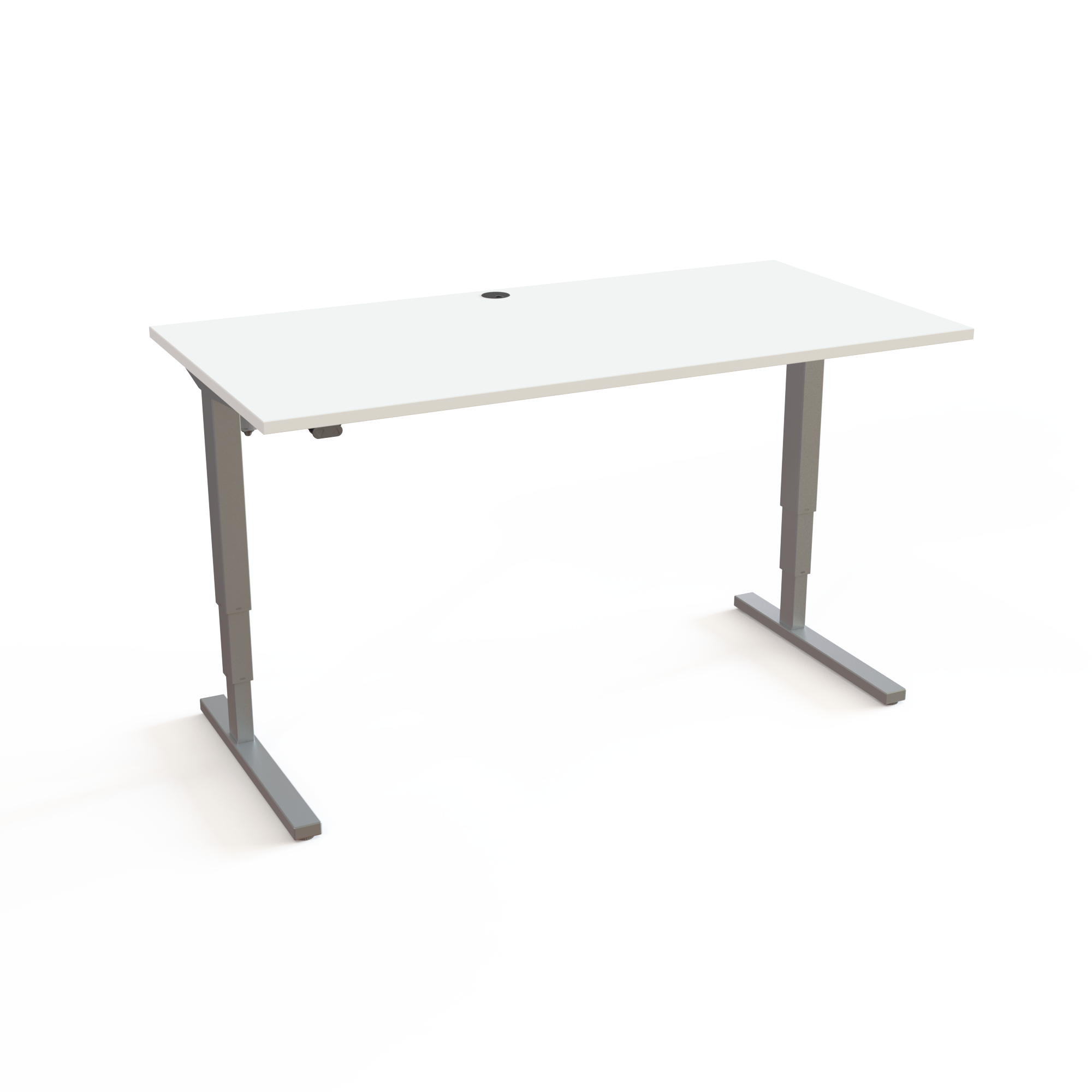 Schreibtisch steh/sitz | 160x80 cm | Weiß mit grauem Gestell