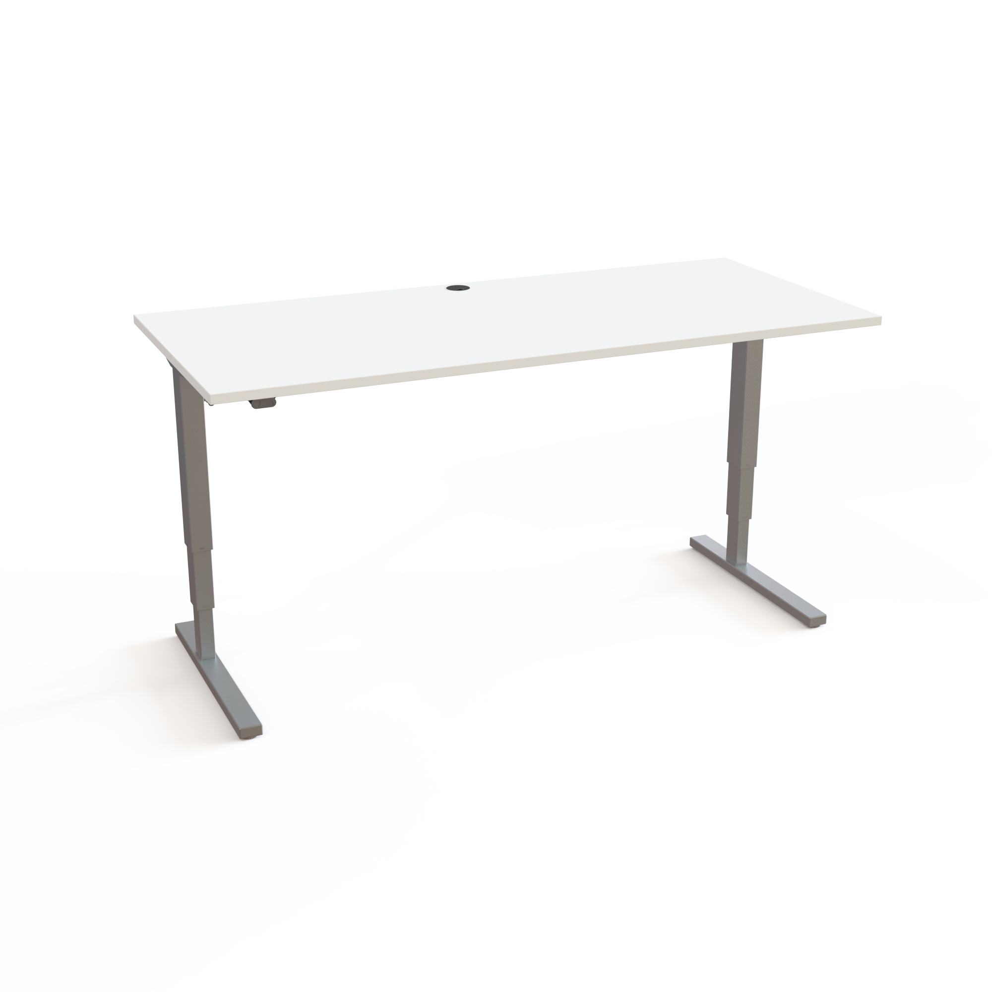 Schreibtisch steh/sitz | 180x80 cm | Weiß mit grauem Gestell
