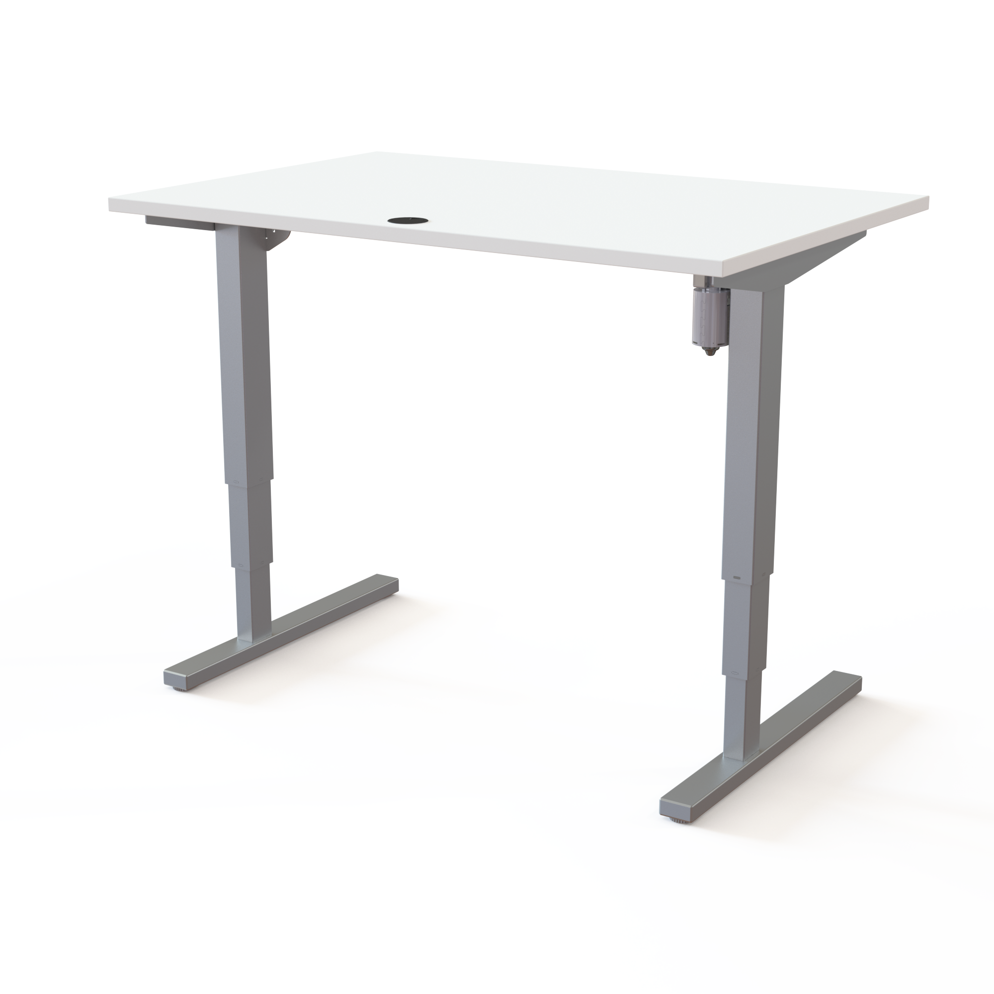 Schreibtisch steh/sitz | 120x80 cm | Weiß mit grauem Gestell