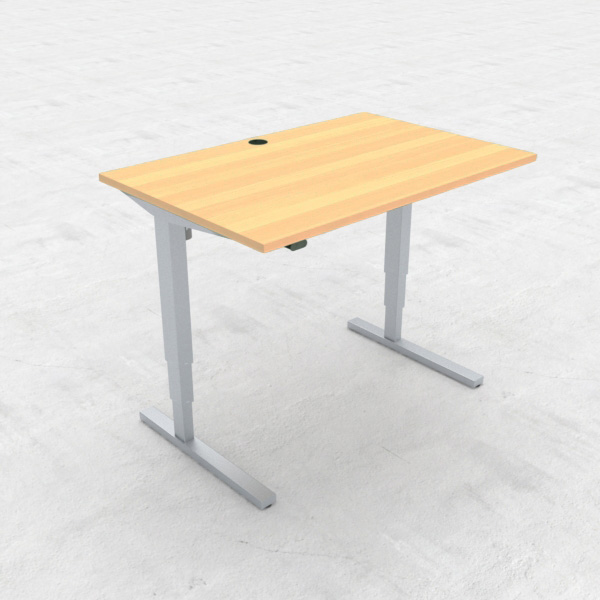Schreibtisch steh/sitz | 120x80 cm | Buche mit grauem Gestell
