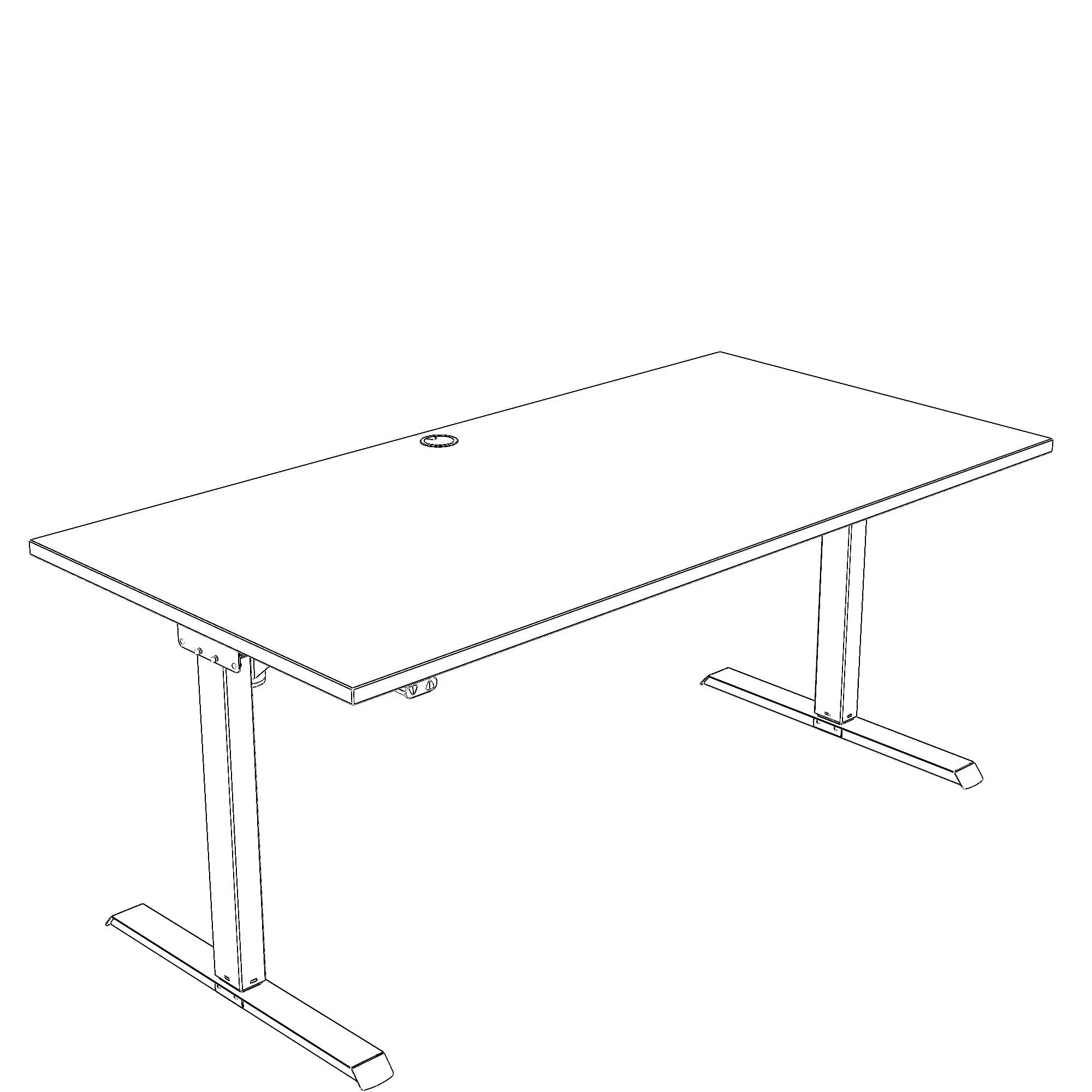 Schreibtisch steh/sitz | 160x80 cm | Weiß mit schwarzem Gestell