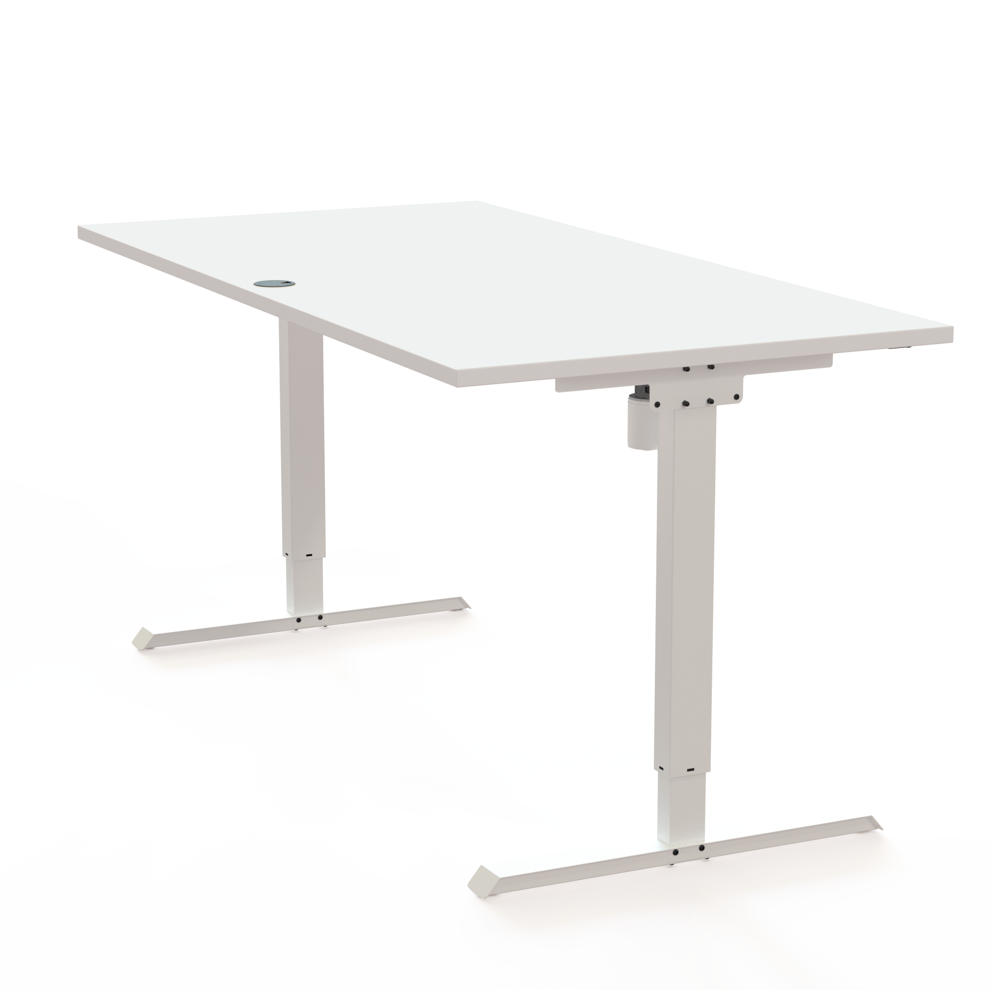 Schreibtisch steh/sitz | 160x80 cm | Weiß mit weißem Gestell