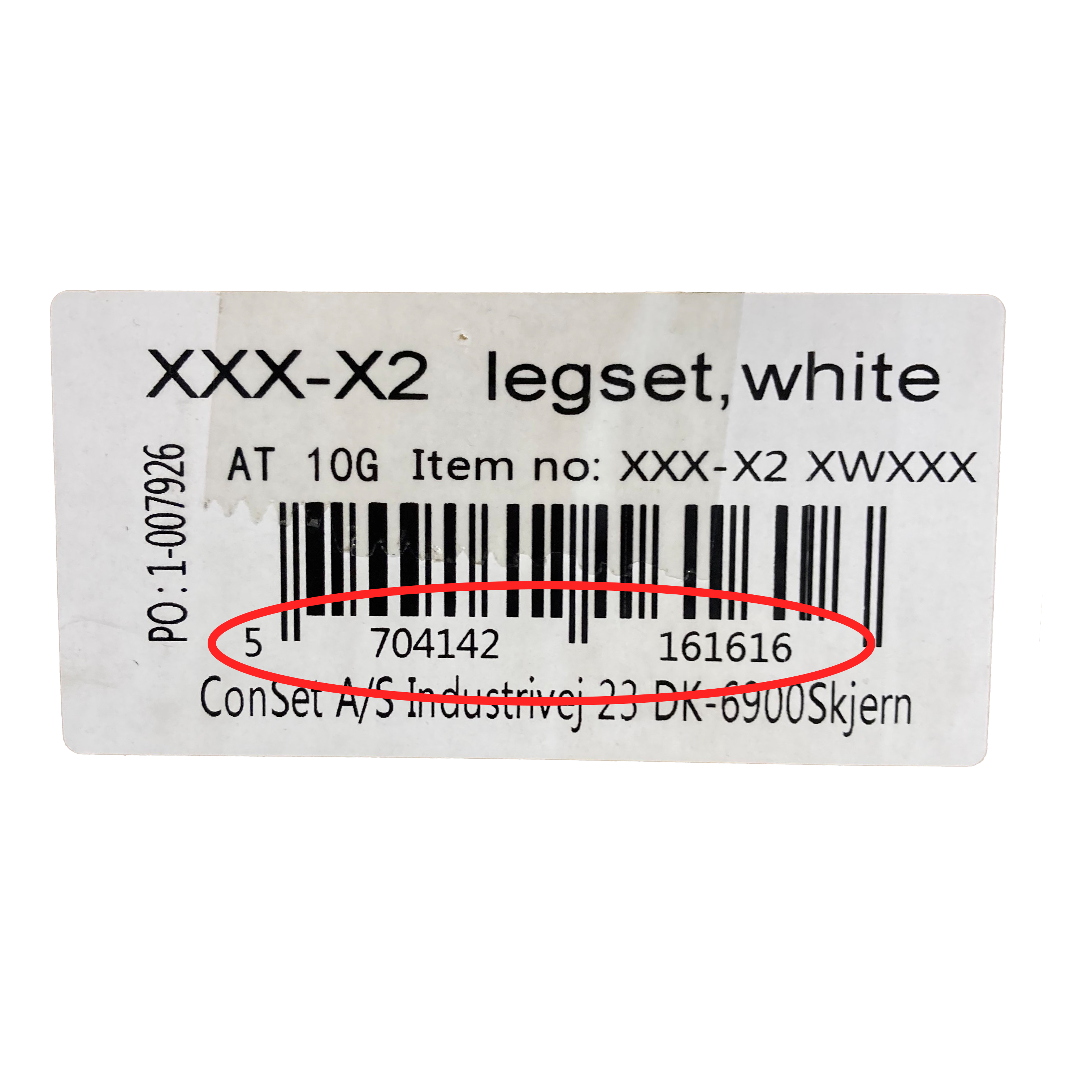 Example of EAN number on product label
