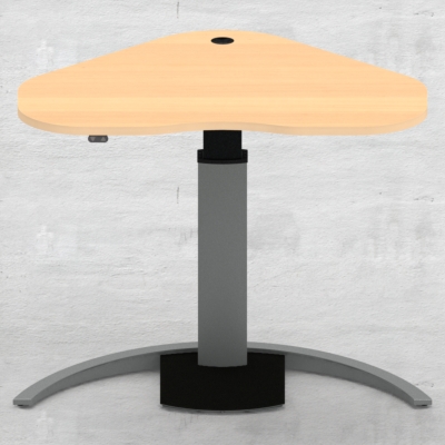 Schreibtisch steh/sitz | 117x90 cm | Buche mit silbernem Gestell