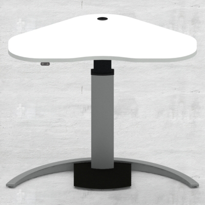 Schreibtisch steh/sitz | 117x90 cm | Weiß mit silbernem Gestell