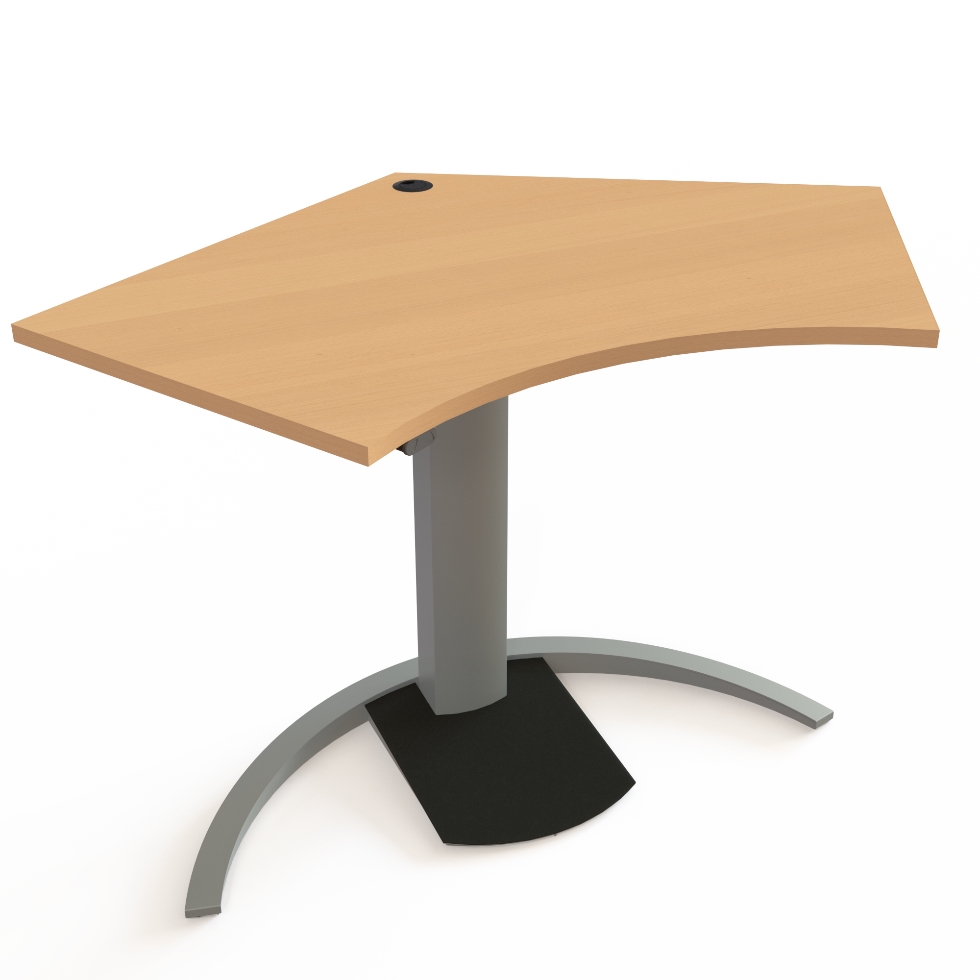Schreibtisch steh/sitz | 138x92 cm | Buche mit silbernem Gestell