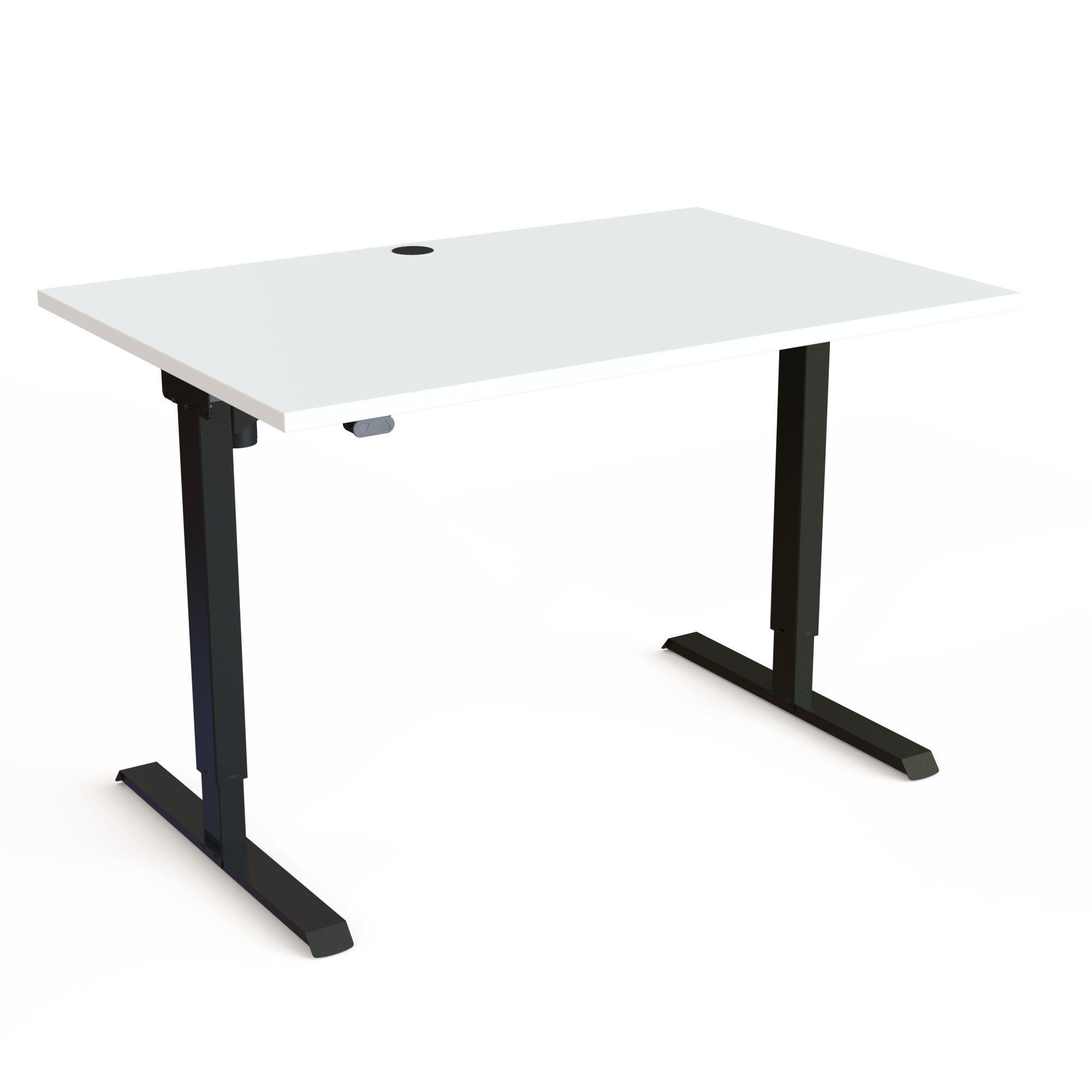 Schreibtisch steh/sitz | 120x80 cm | Weiß mit schwarzem Gestell