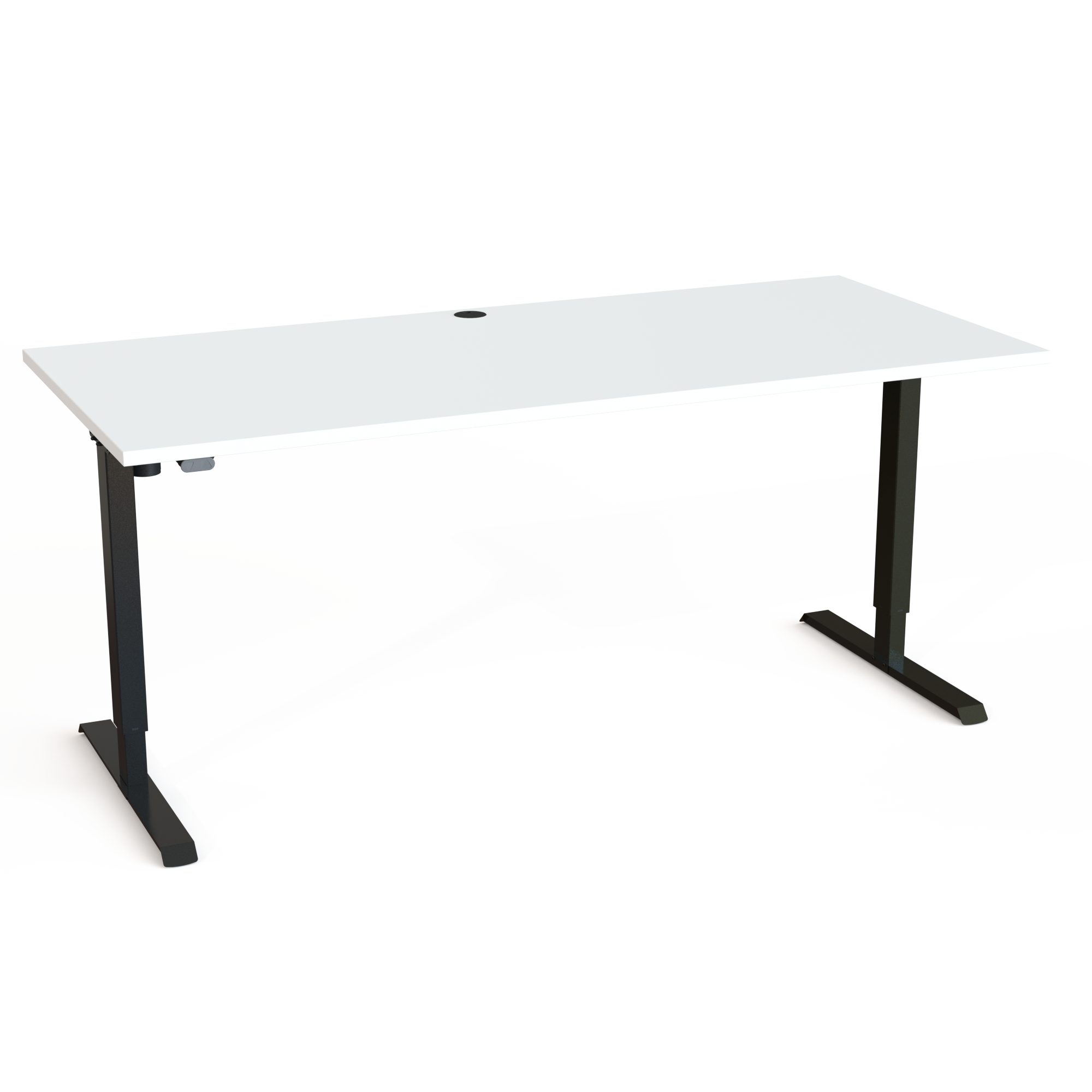 Schreibtisch steh/sitz | 180x80 cm | Weiß mit schwarzem Gestell
