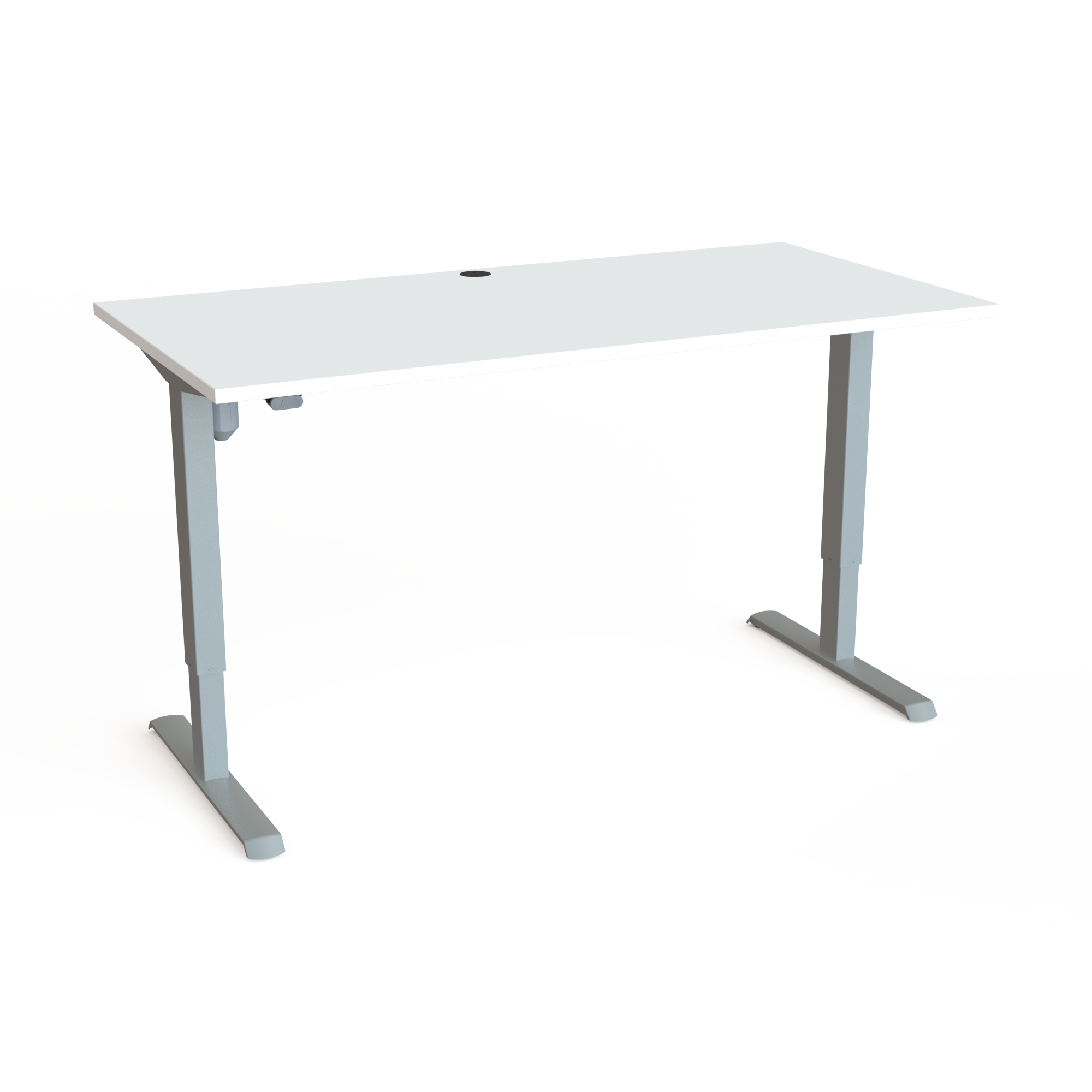 Schreibtisch steh/sitz | 160x80 cm | Weiß mit silbernem Gestell
