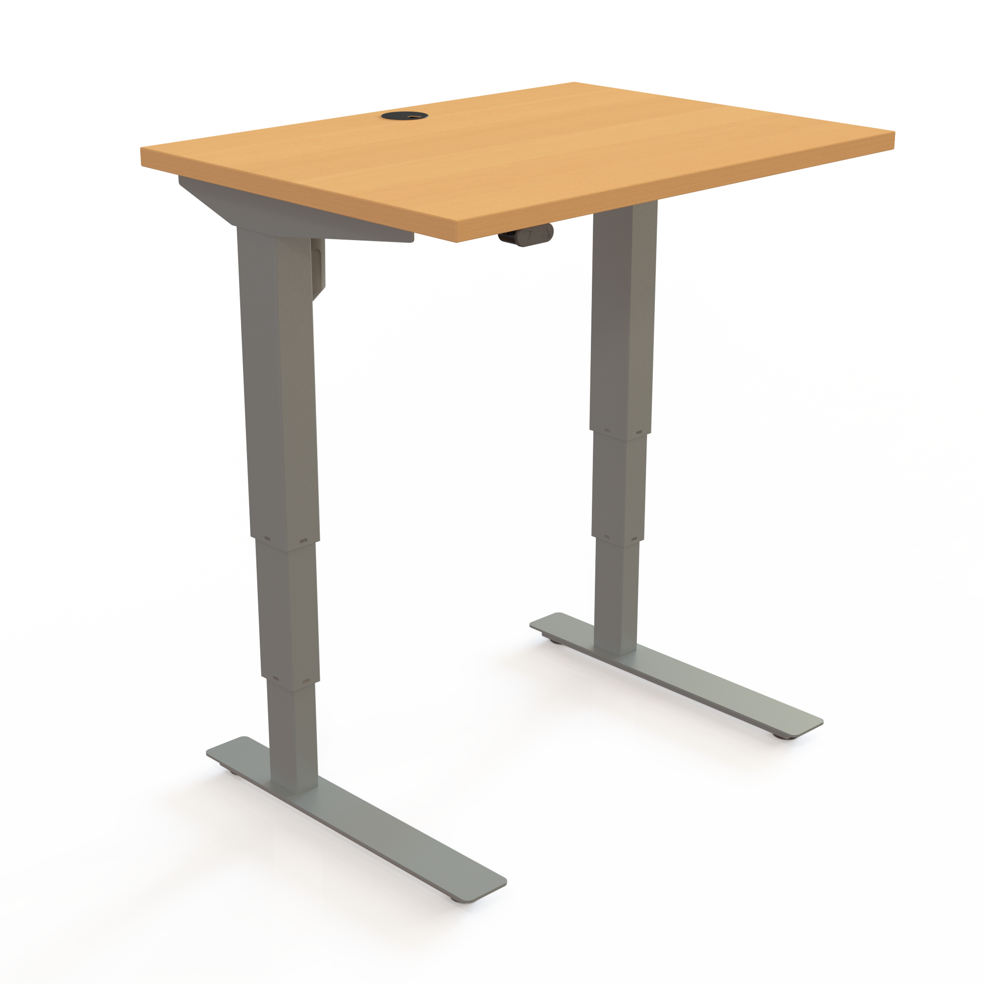 Schreibtisch steh/sitz | 80x60 cm | Buche mit silbernem Gestell