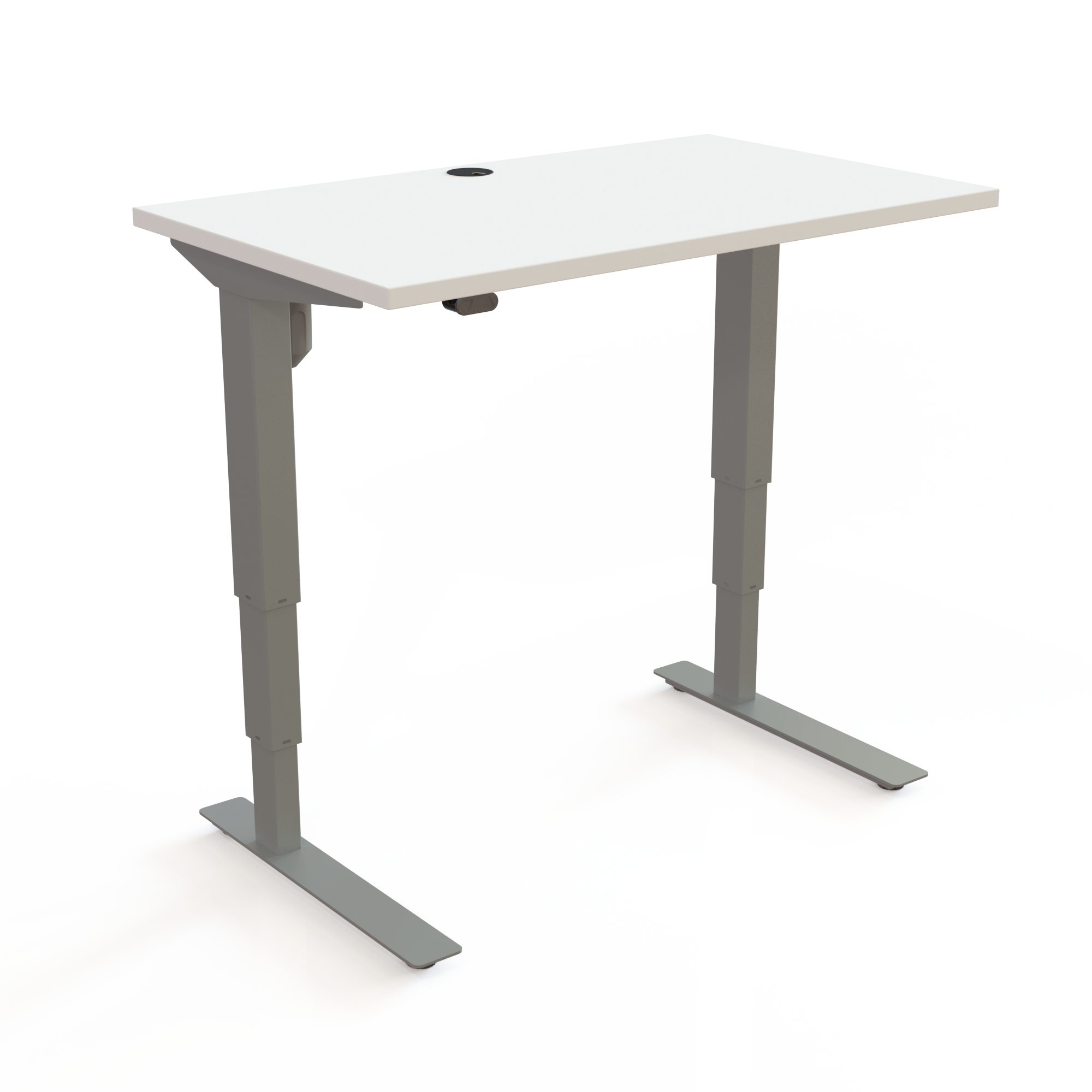 Schreibtisch steh/sitz | 100x60 cm | Weiß mit silbernem Gestell