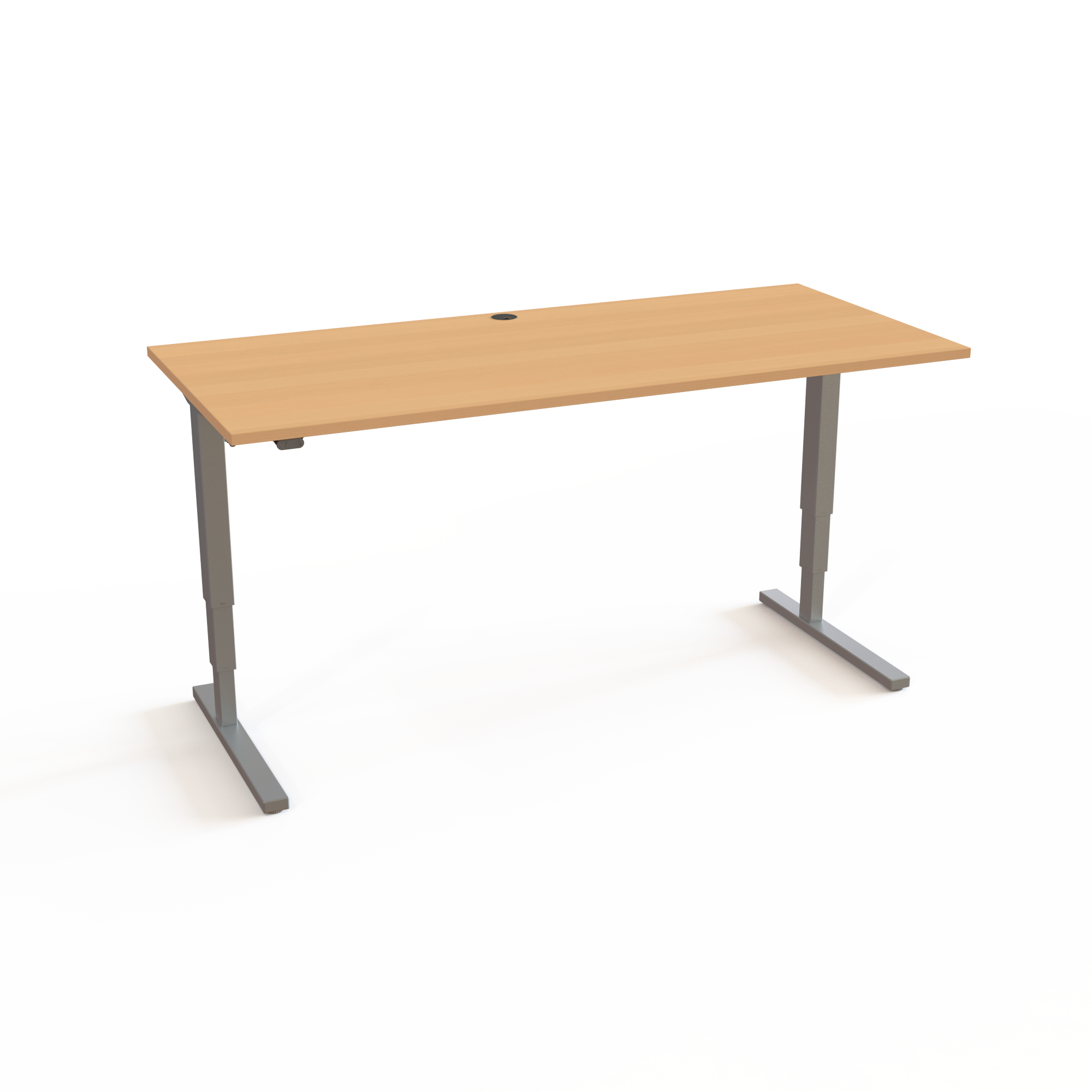 Schreibtisch steh/sitz | 180x80 cm | Buche mit grauem Gestell