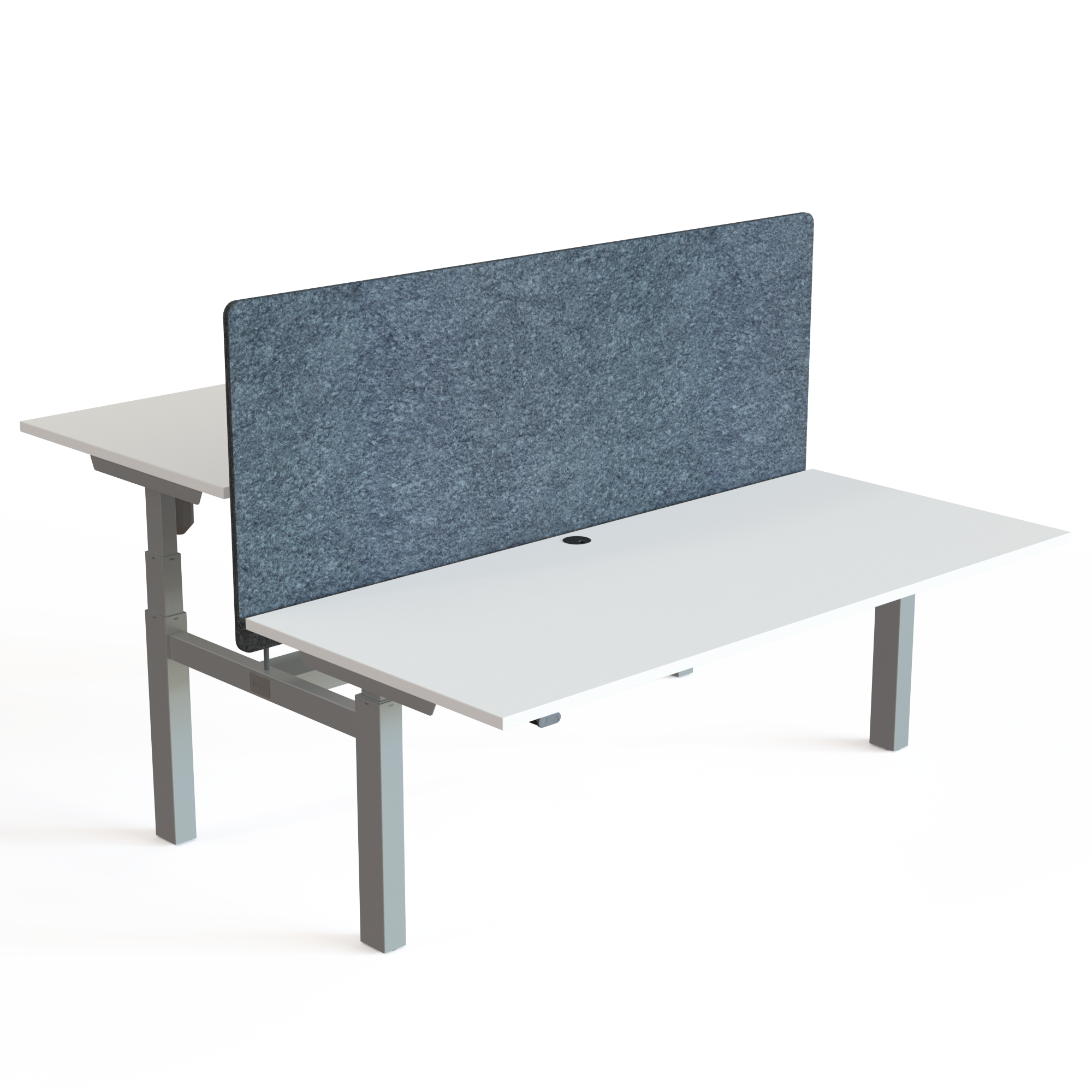 Schreibtisch steh/sitz | 180x80 cm | Weiß mit silbernem Gestell