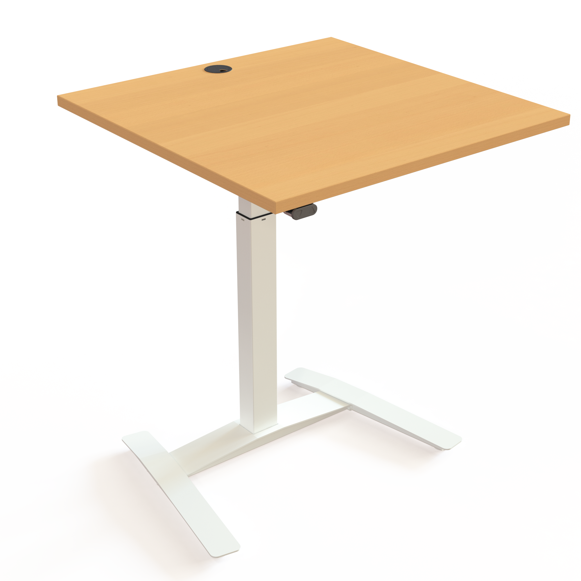 Schreibtisch steh/sitz | 80x80 cm | Buche mit weißem Gestell