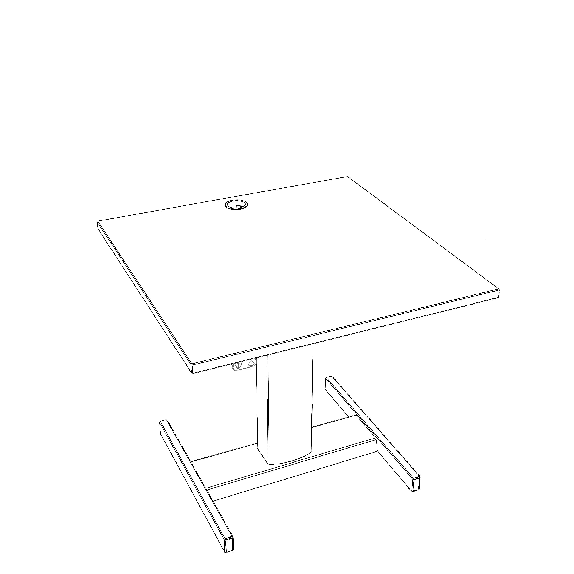 Schreibtisch steh/sitz | 80x80 cm | Weiß mit schwarzem Gestell