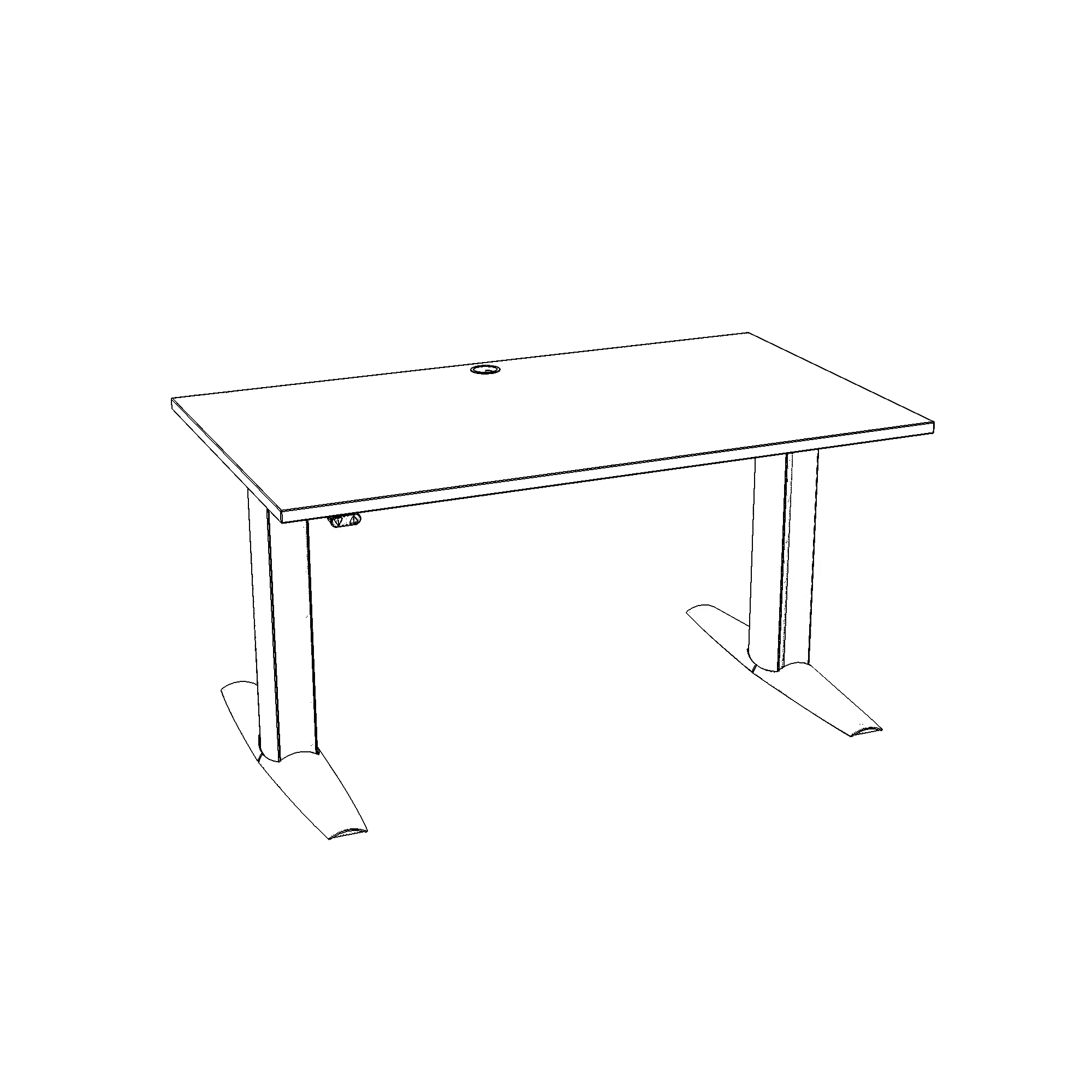 Schreibtisch steh/sitz | 140x80 cm | Nussbaum mit silbernem Gestell