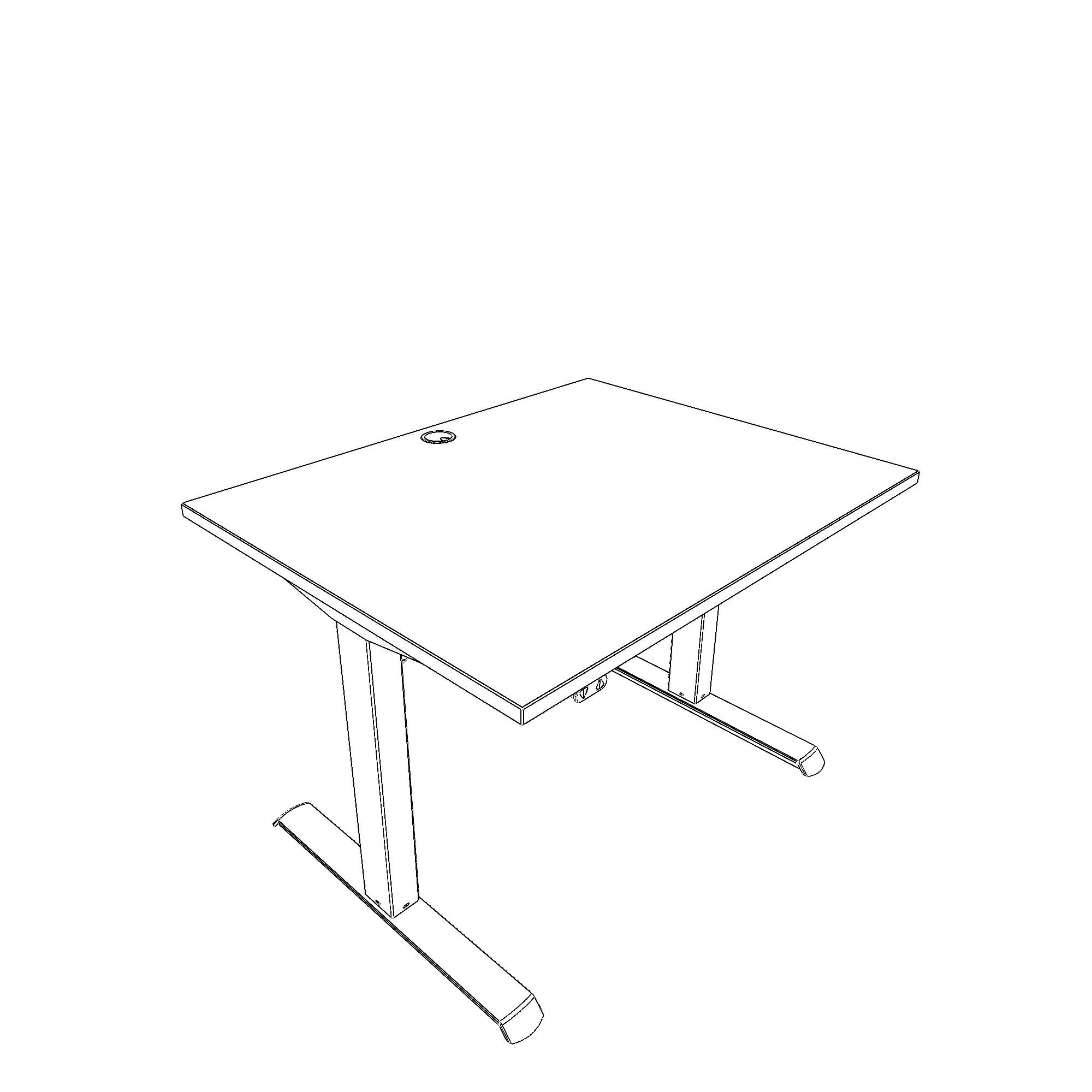 Schreibtisch steh/sitz | 100x80 cm | Weiß mit silbernem Gestell
