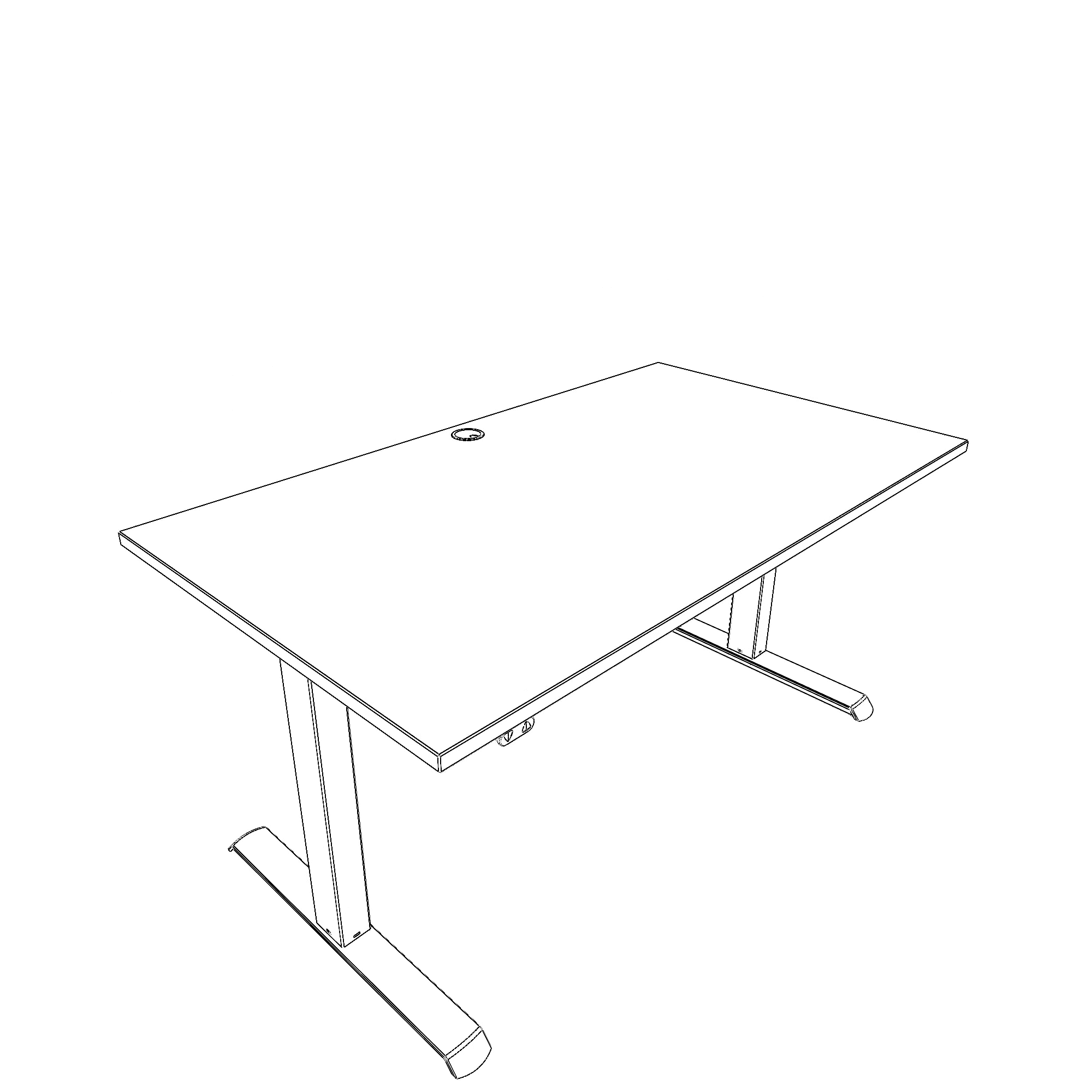 Schreibtisch steh/sitz | 140x80 cm | Nussbaum mit silbernem Gestell