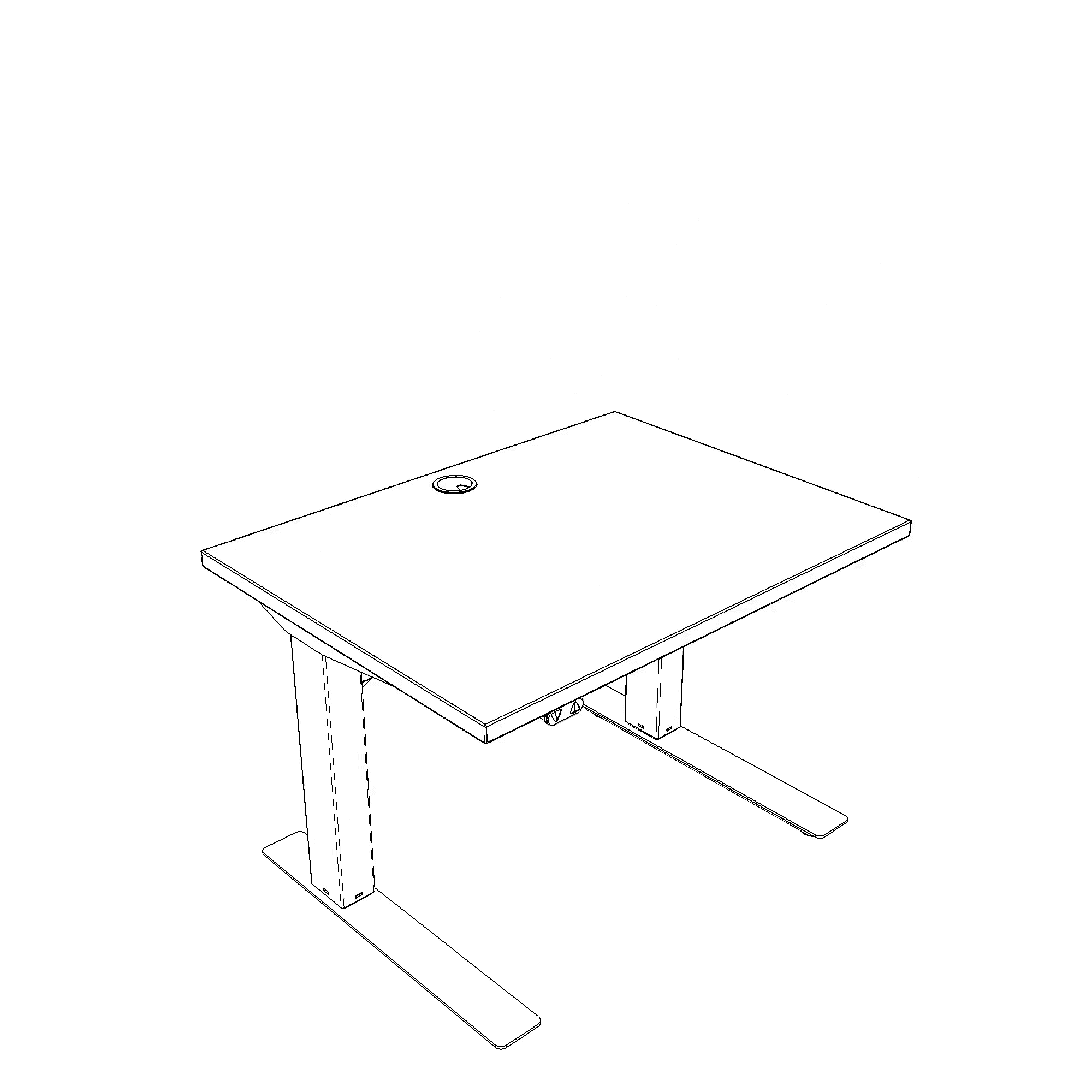 Schreibtisch steh/sitz | 80x60 cm | Weiß mit weißem Gestell