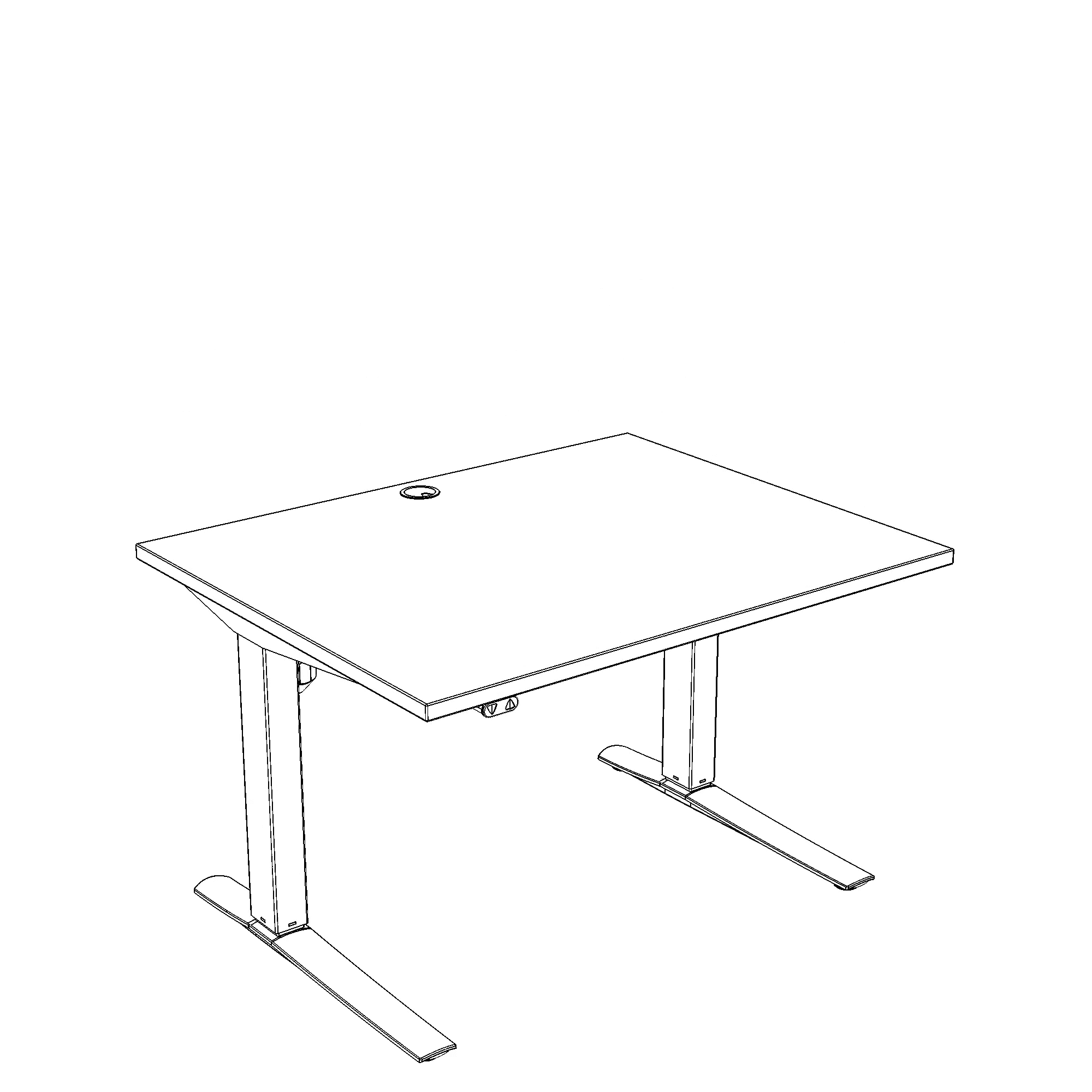 Schreibtisch steh/sitz | 80x80 cm | Buche mit silbernem Gestell