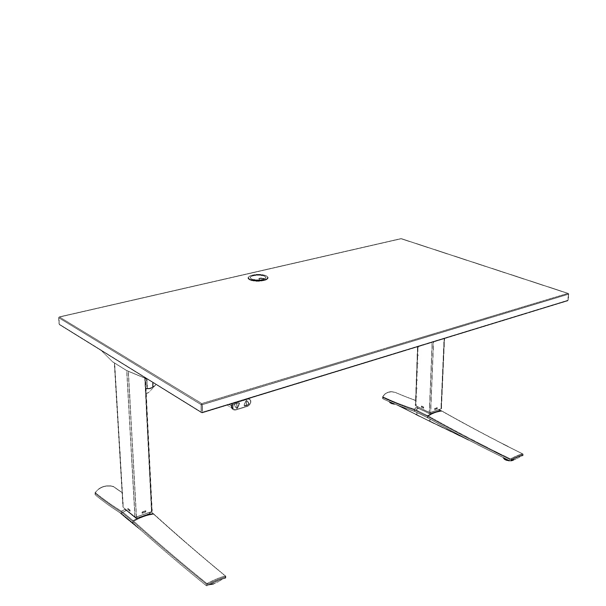 Schreibtisch steh/sitz | 140x80 cm | Nussbaum mit silbernem Gestell