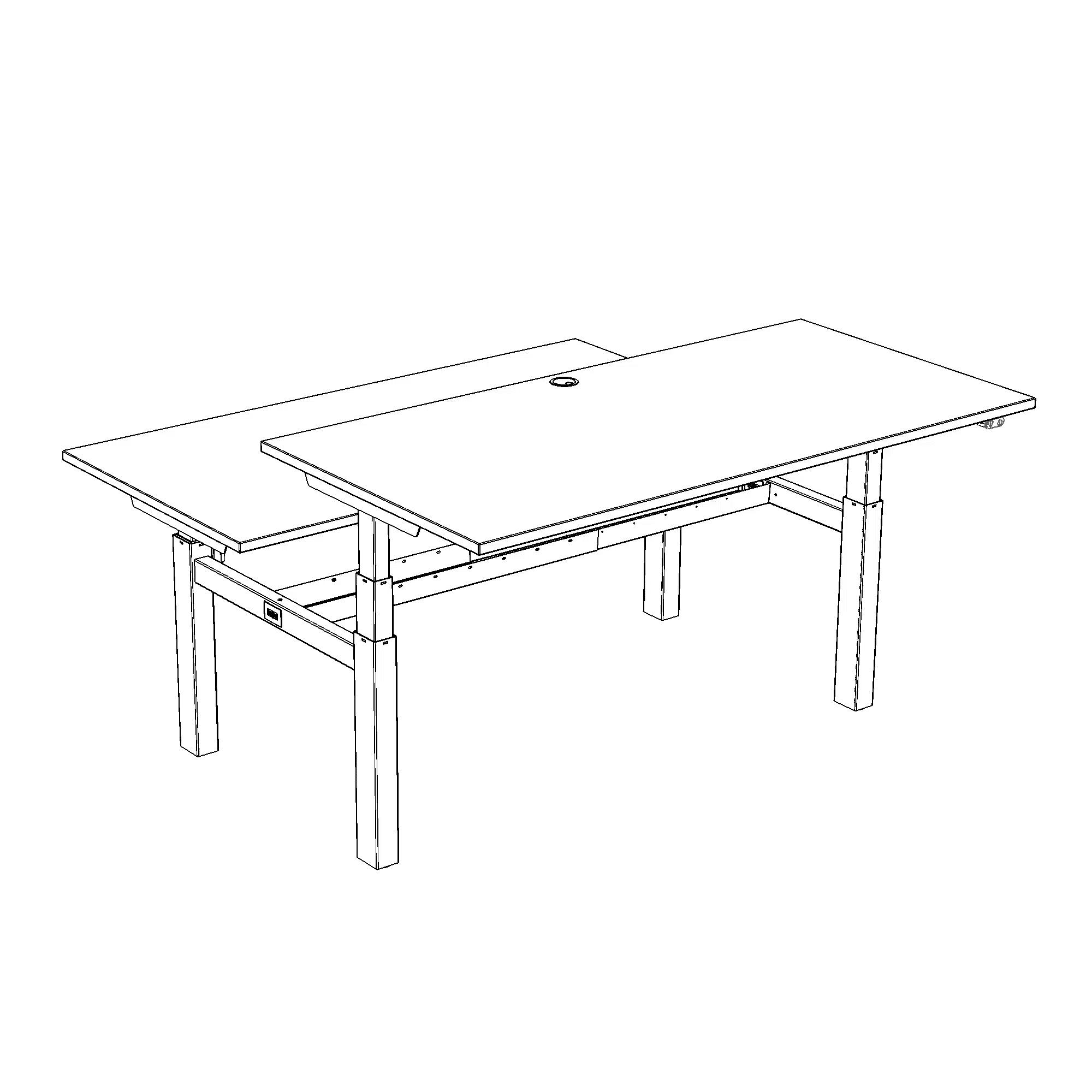 Schreibtisch steh/sitz | 160x80 cm | Buche mit silbernem Gestell