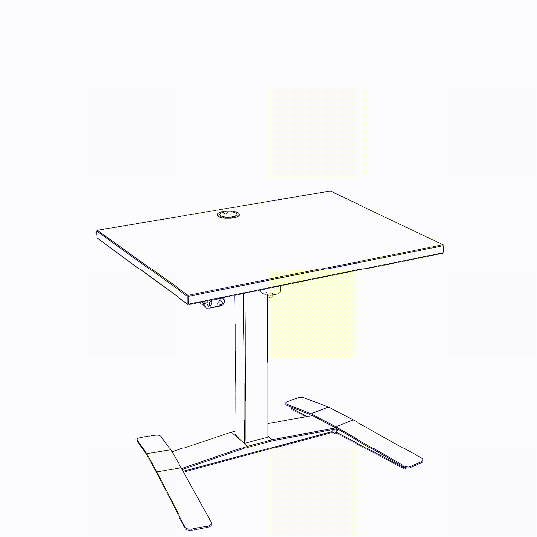 Schreibtisch steh/sitz | 80x60 cm | Schwarz mit weißem Gestell