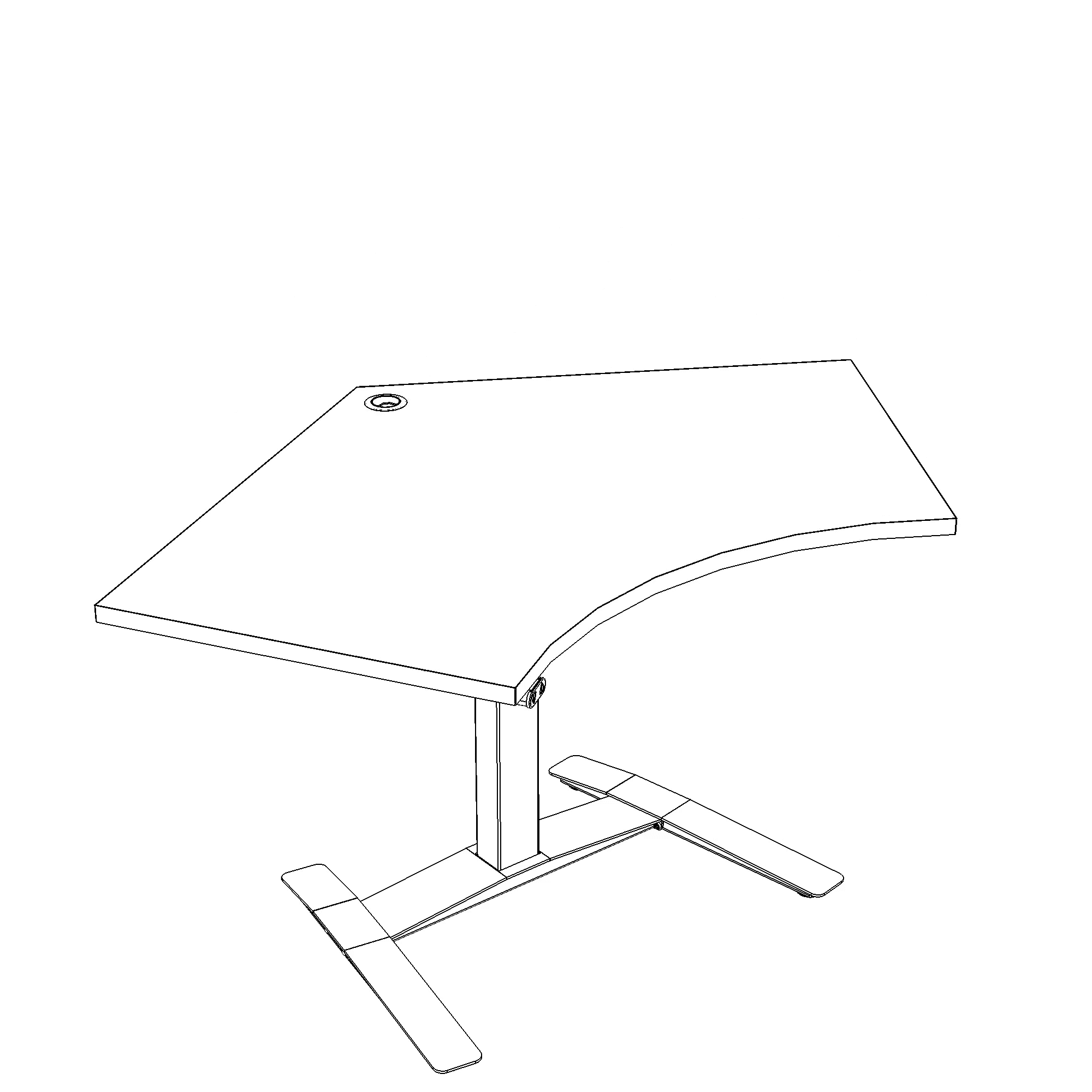 Schreibtisch steh/sitz | 138x92 cm | Nussbaum mit weißem Gestell