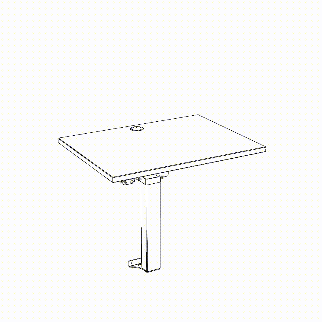 Schreibtisch steh/sitz | 80x60 cm | Schwarz mit weißem Gestell