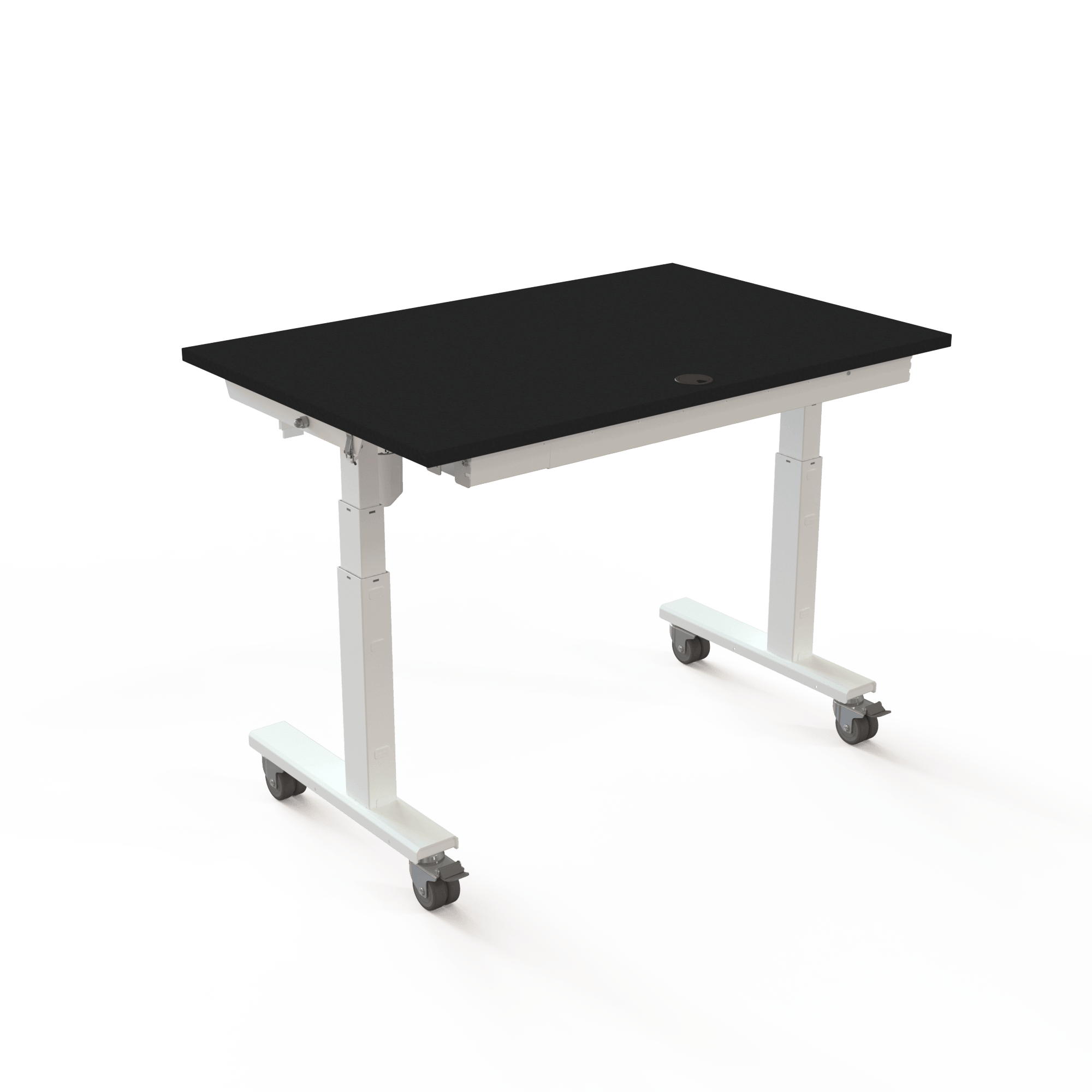 Schreibtisch steh/sitz | 120x80 cm | Schwarz mit weißem Gestell