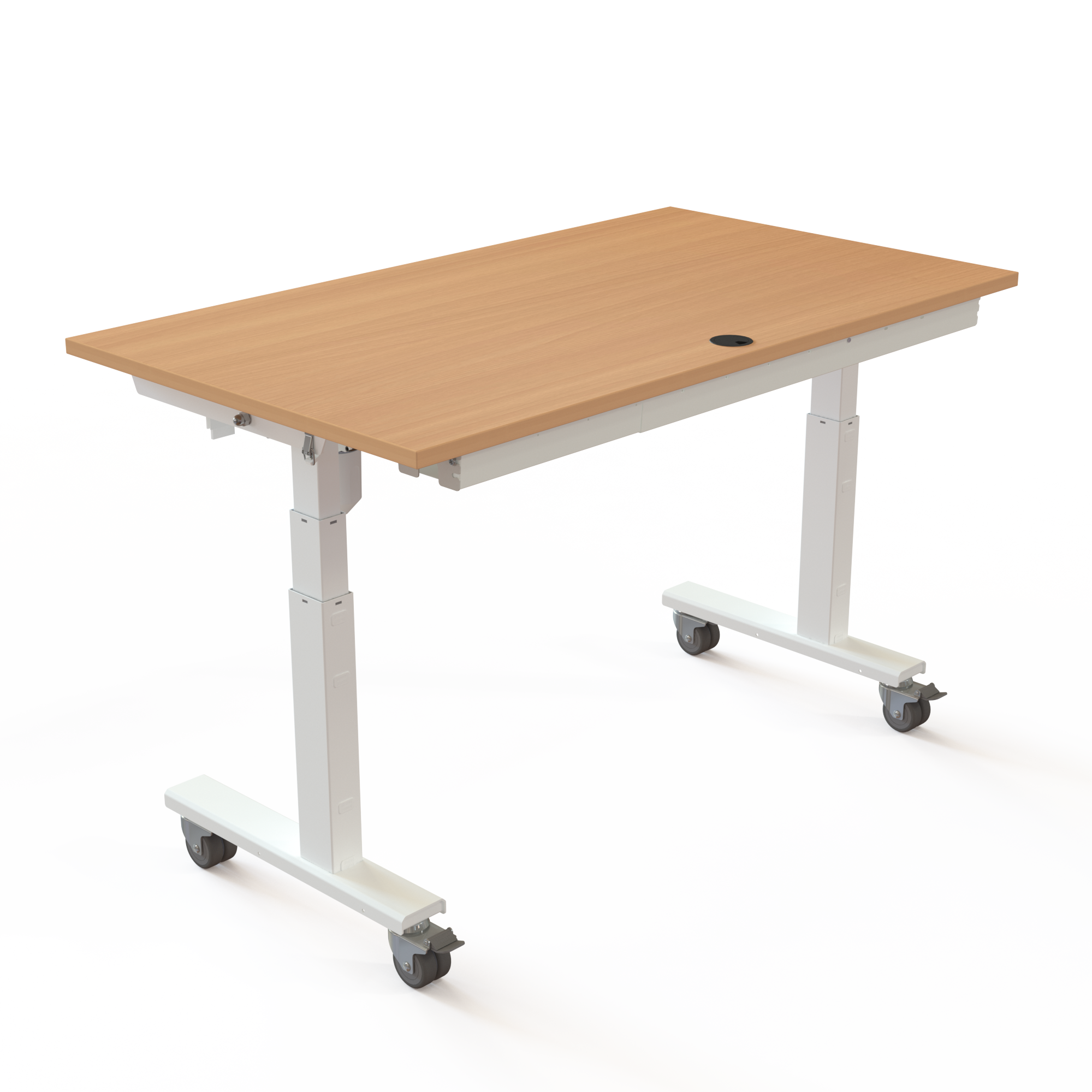 Hæve-/sænkebord | 140x80 cm | Bøg med hvidt stel