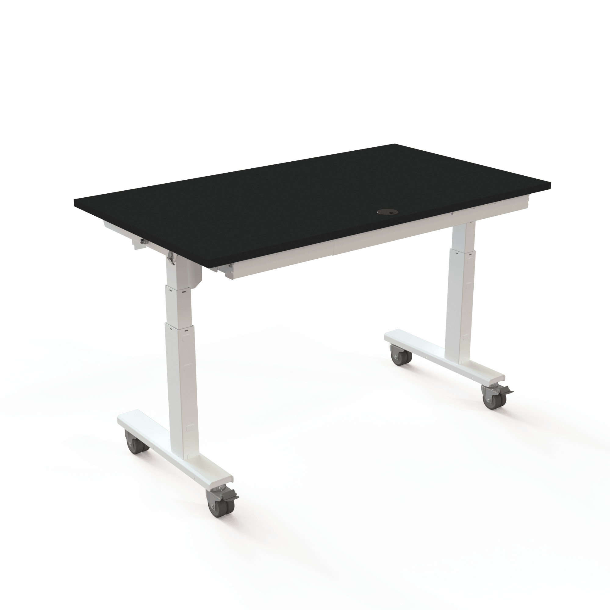 Schreibtisch steh/sitz | 140x80 cm | Schwarz mit weißem Gestell