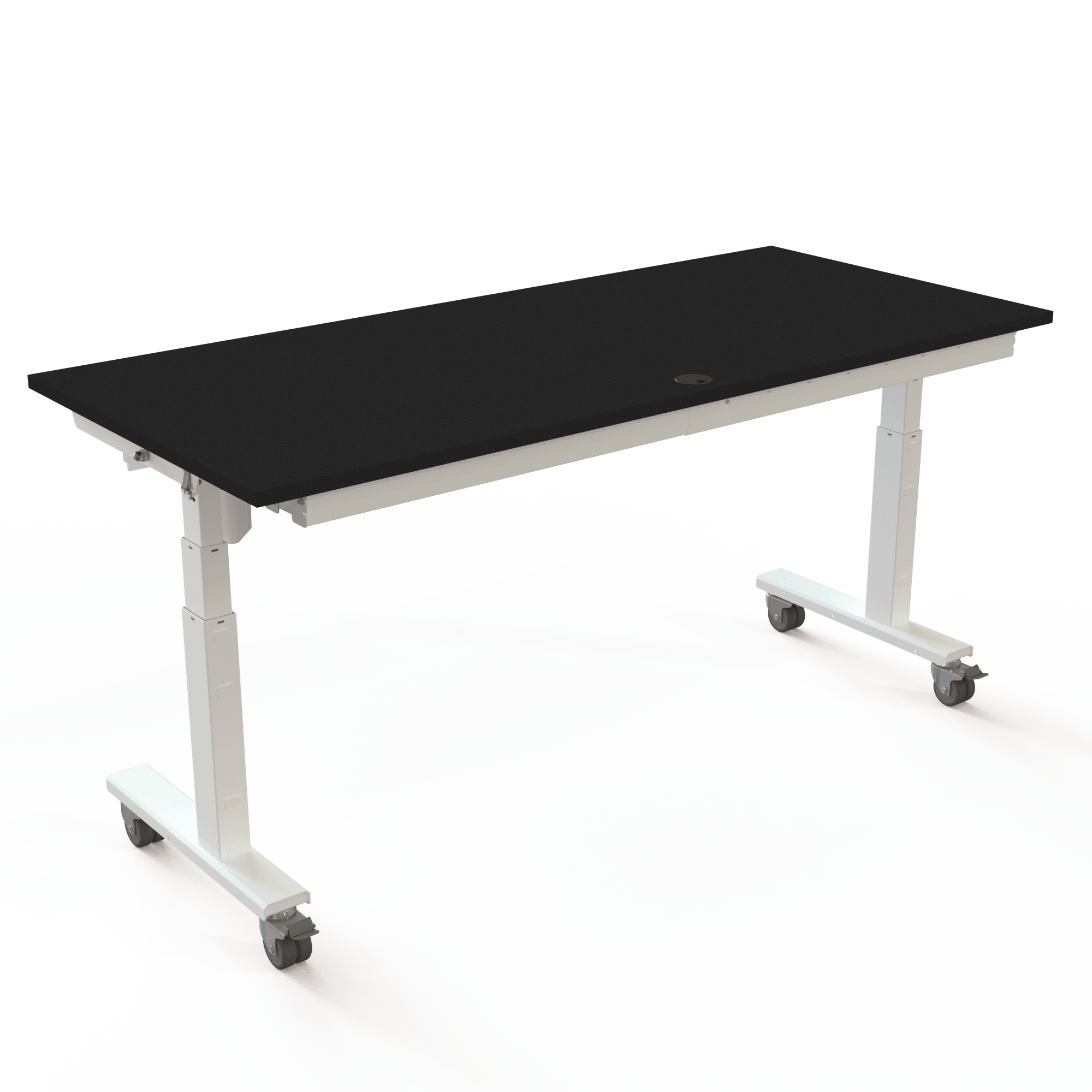 Schreibtisch steh/sitz | 180x80 cm | Schwarz mit weißem Gestell