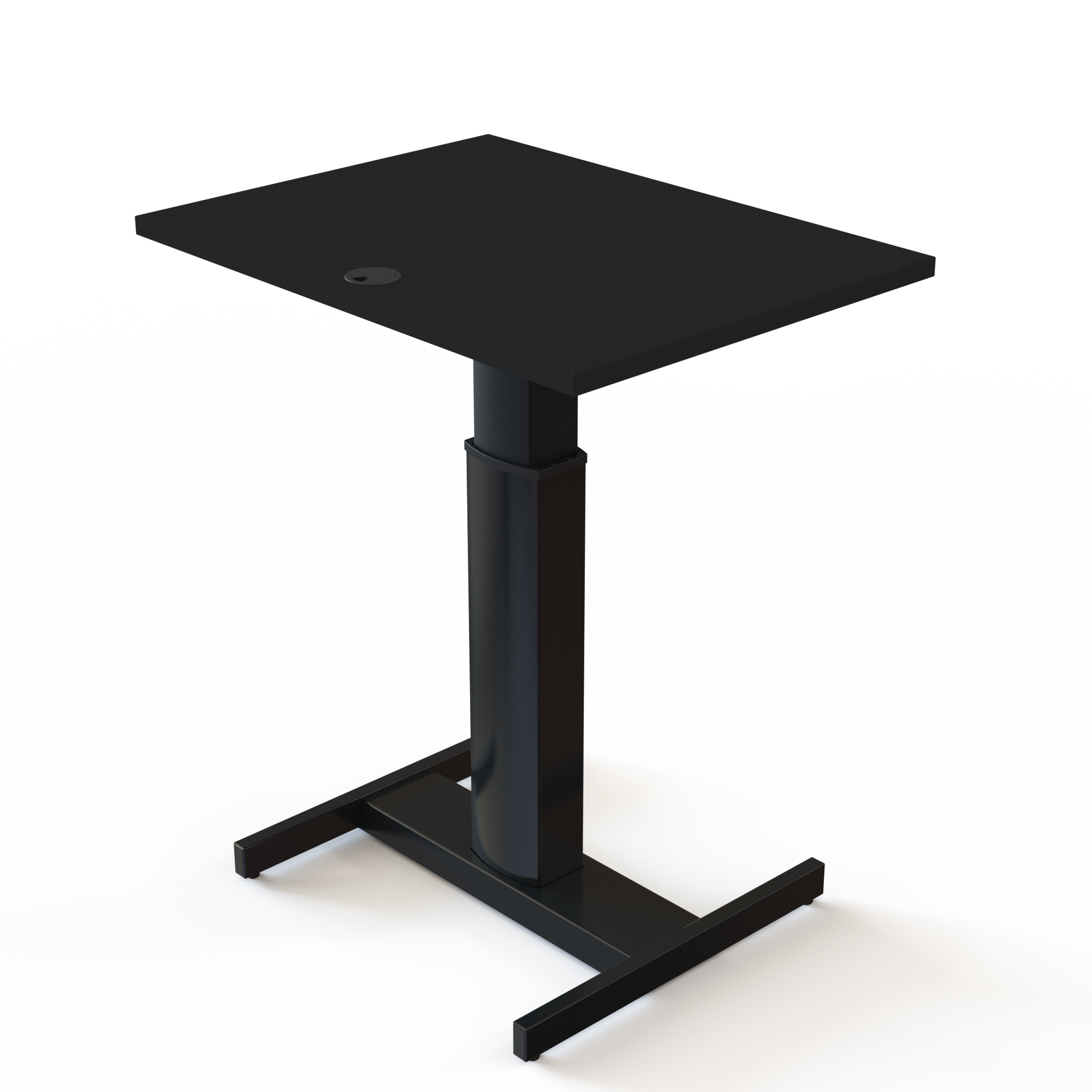Schreibtisch steh/sitz | 80x60 cm | Schwarz mit schwarzem Gestell