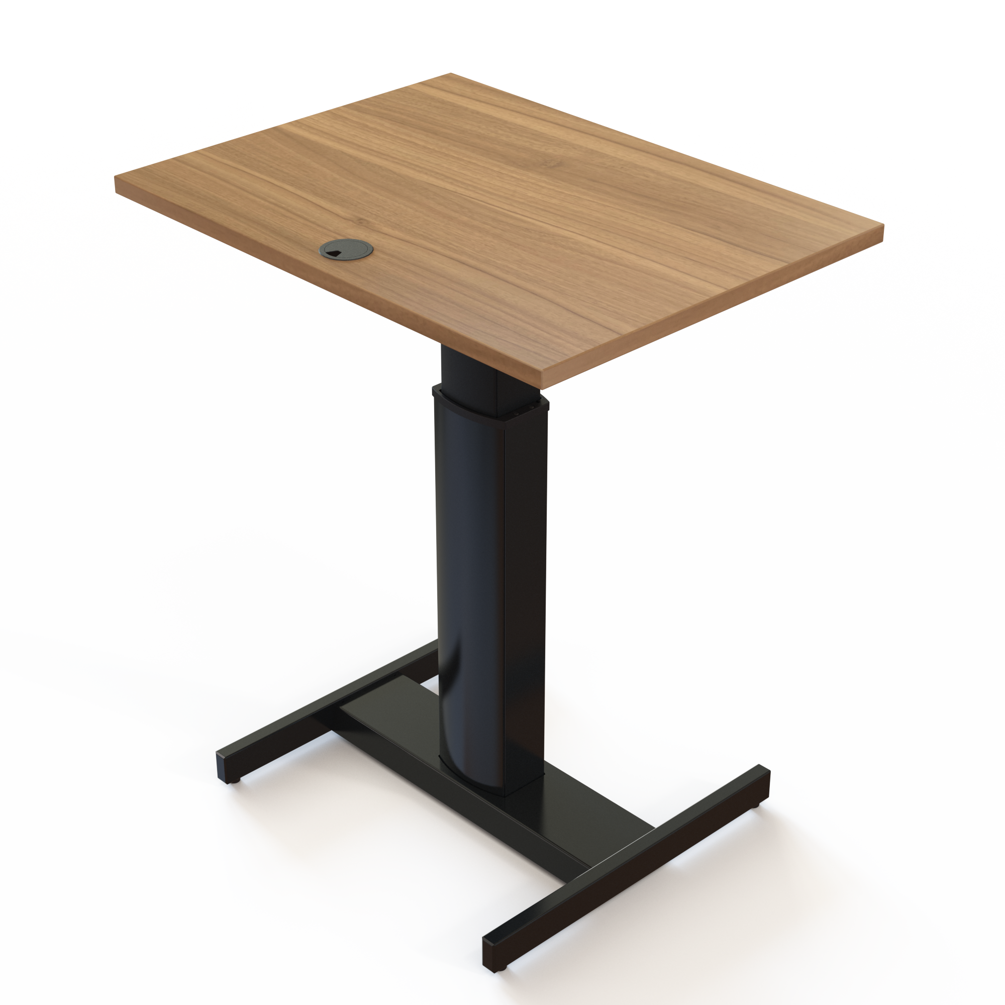 Schreibtisch steh/sitz | 80x60 cm | Nussbaum mit schwarzem Gestell