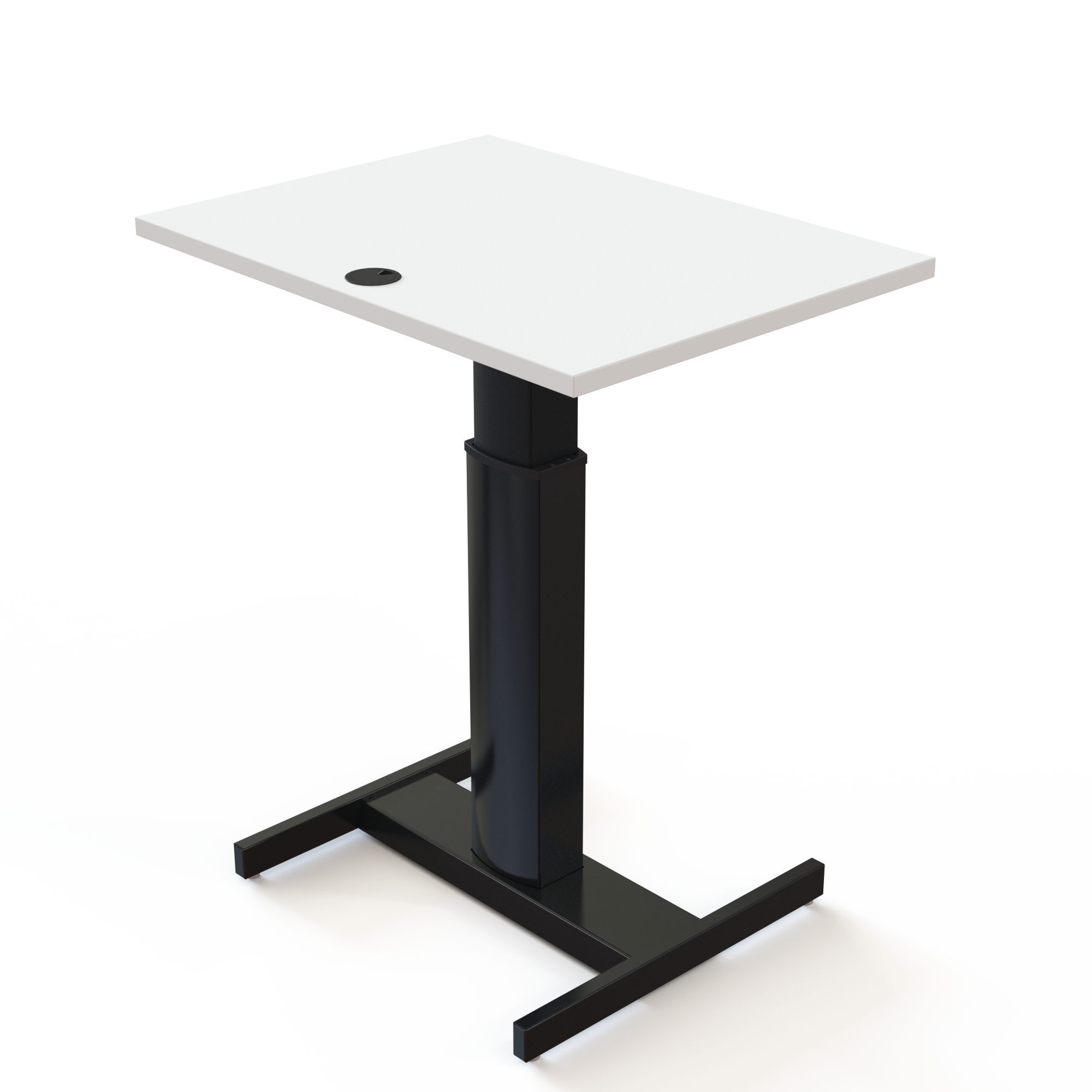 Schreibtisch steh/sitz | 80x60 cm | Weiß mit schwarzem Gestell