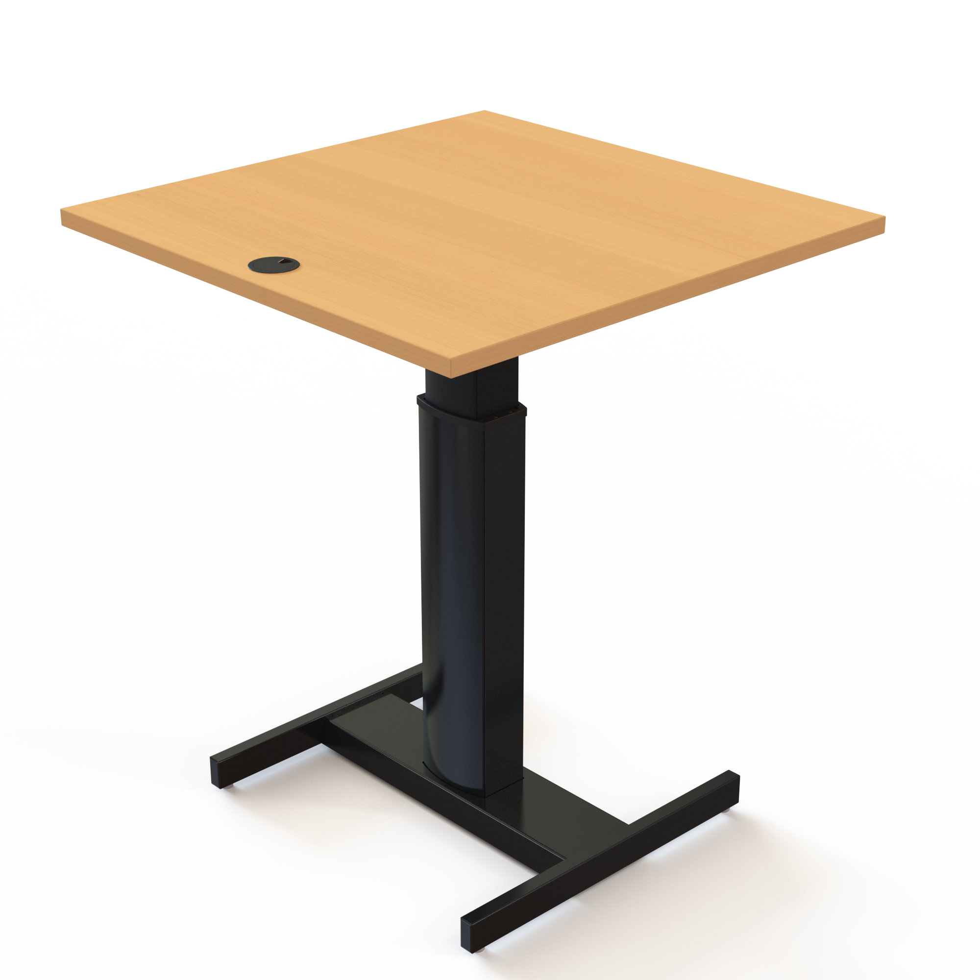 Schreibtisch steh/sitz | 80x80 cm | Buche mit schwarzem Gestell