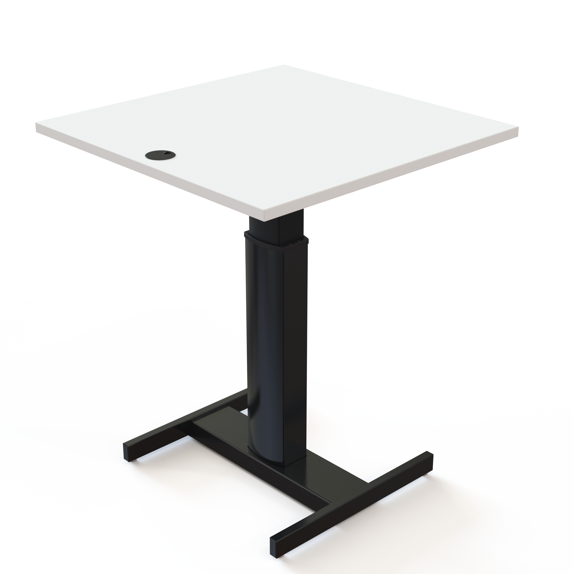 Schreibtisch steh/sitz | 80x80 cm | Weiß mit schwarzem Gestell