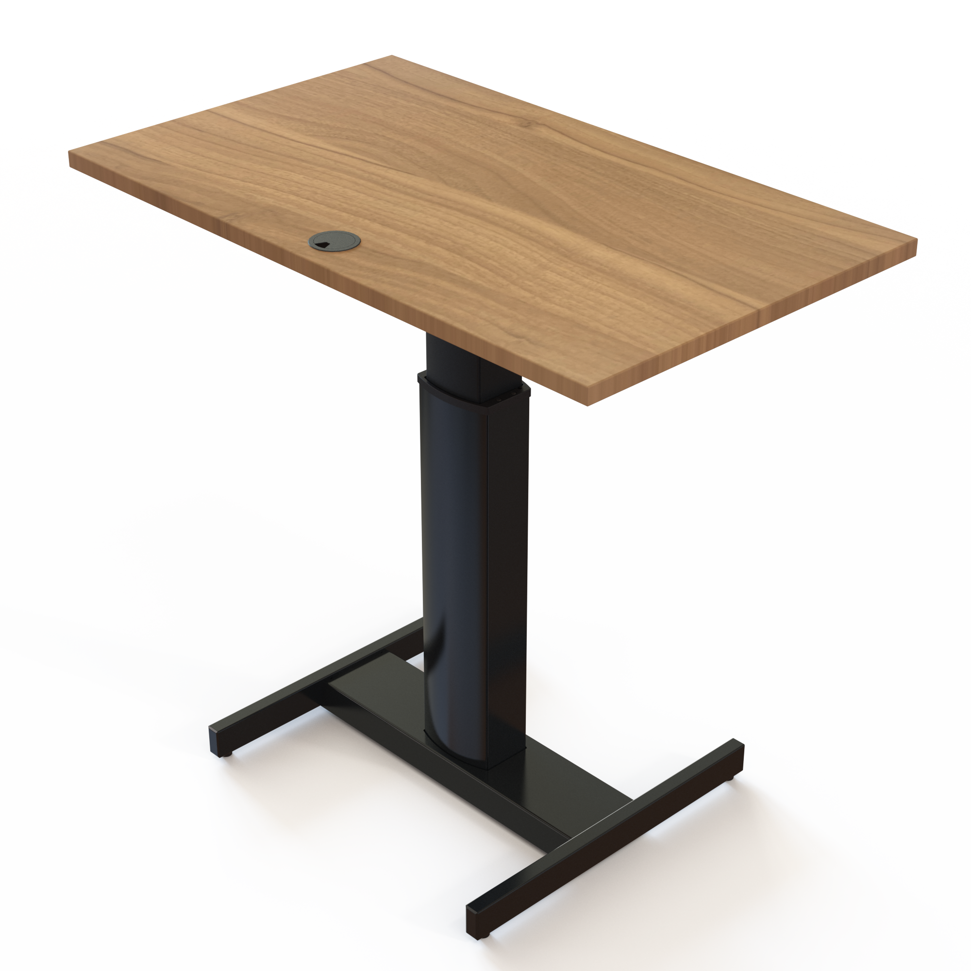 Schreibtisch steh/sitz | 100x60 cm | Nussbaum mit schwarzem Gestell