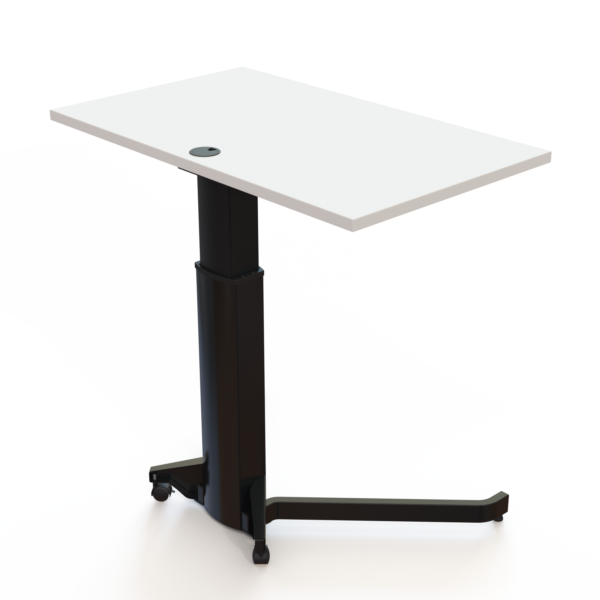 Schreibtisch steh/sitz | 100x60 cm | Weiß mit schwarzem Gestell