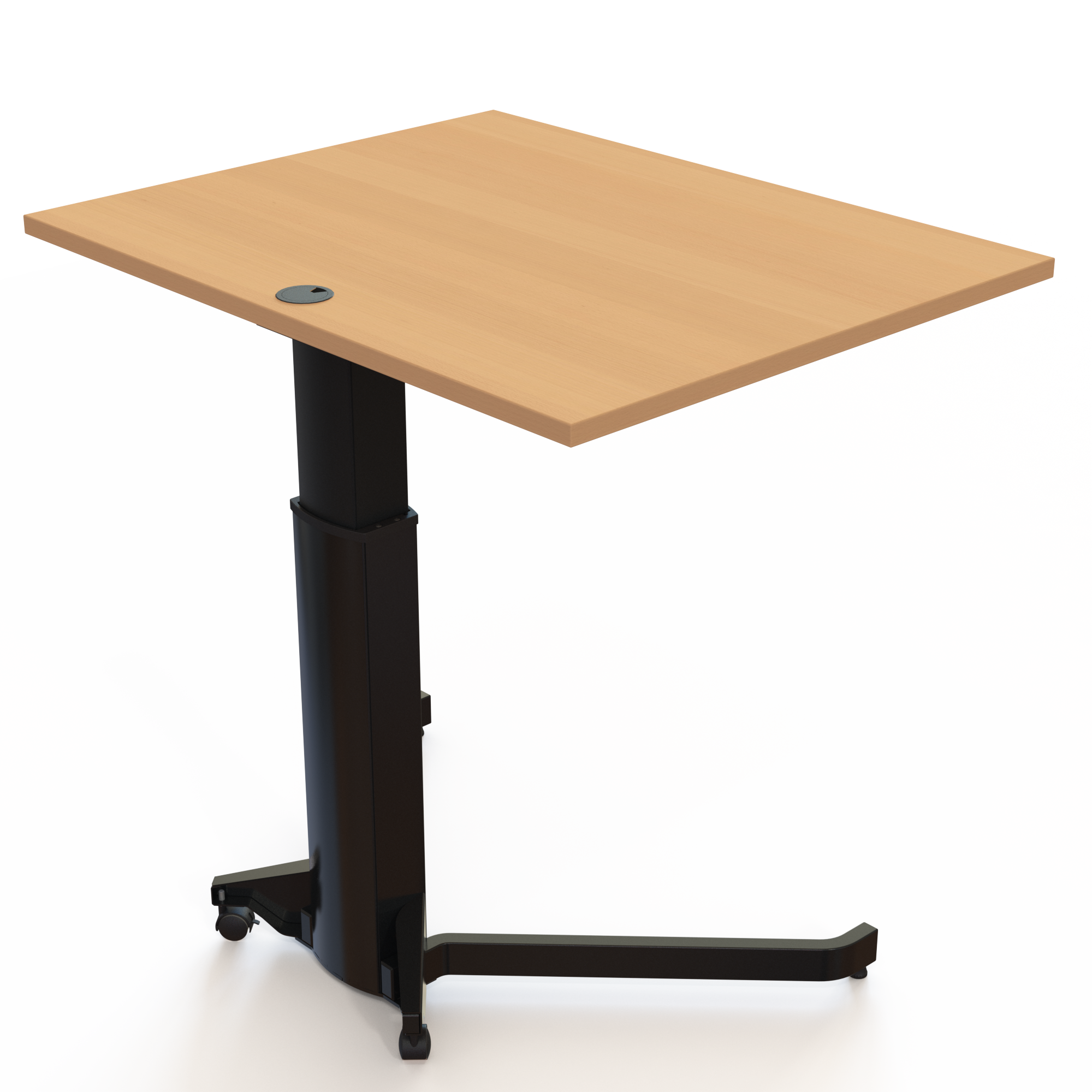 Schreibtisch steh/sitz | 100x80 cm | Buche mit schwarzem Gestell