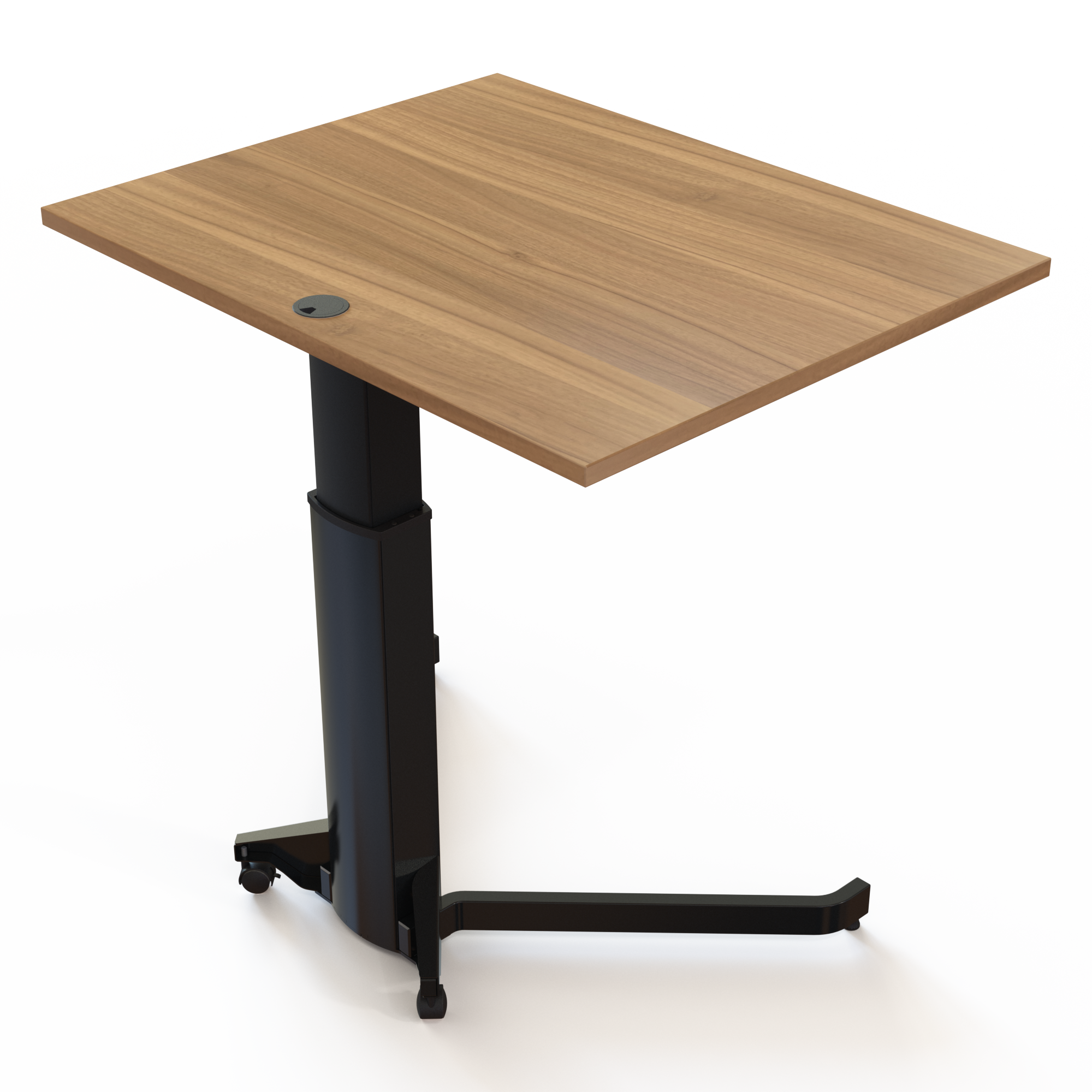 Schreibtisch steh/sitz | 100x80 cm | Nussbaum mit schwarzem Gestell