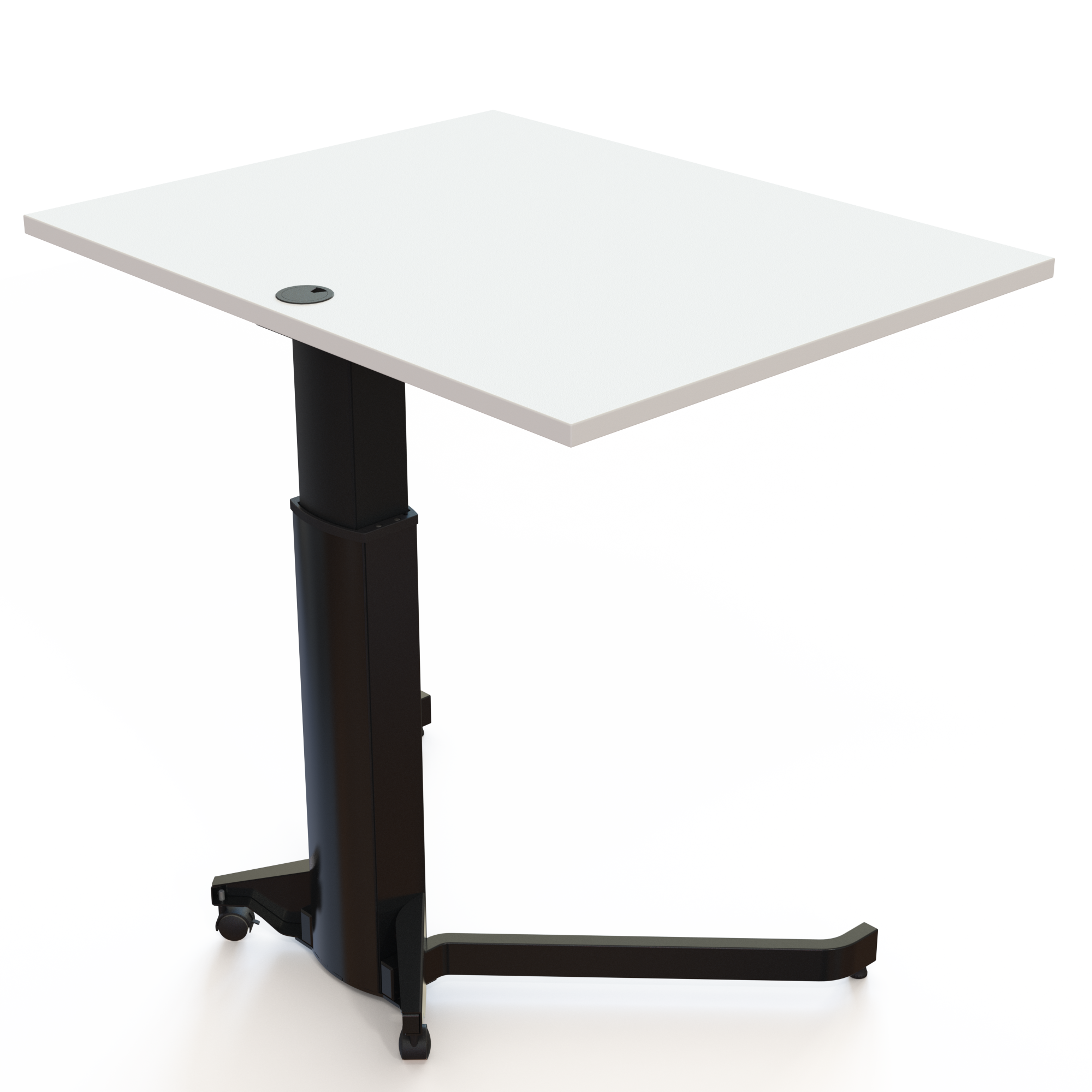Schreibtisch steh/sitz | 100x80 cm | Weiß mit schwarzem Gestell