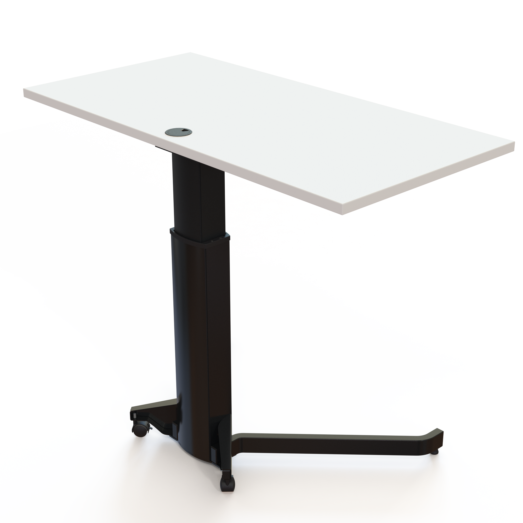 Schreibtisch steh/sitz | 120x60 cm | Weiß mit schwarzem Gestell