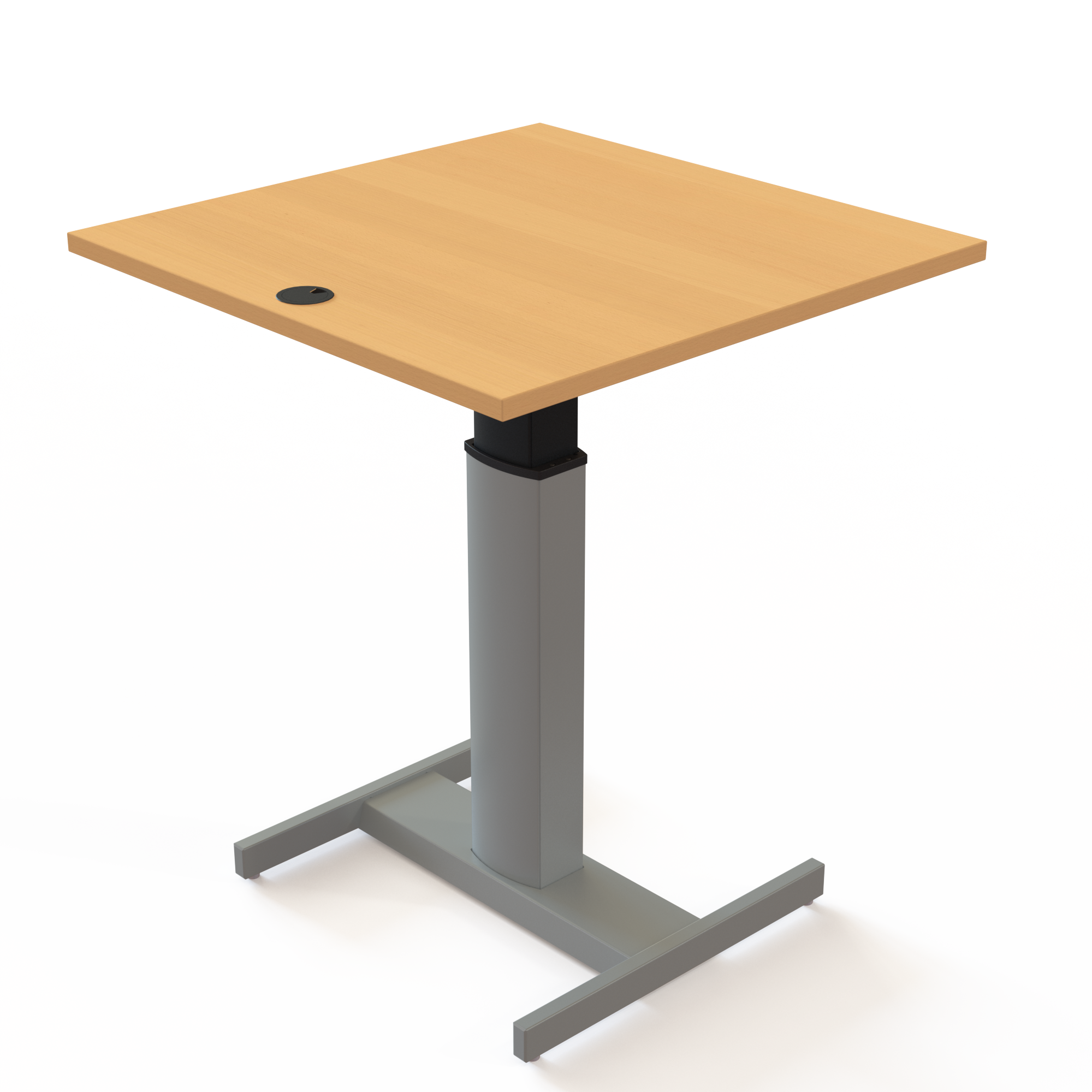 Schreibtisch steh/sitz | 80x80 cm | Buche mit silbernem Gestell