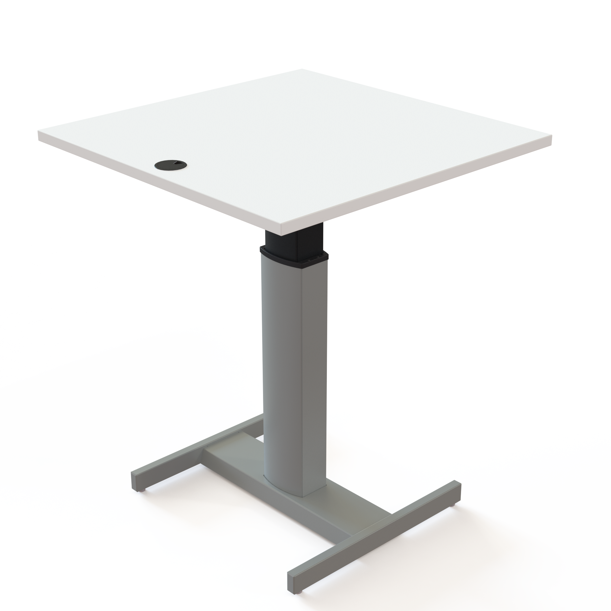 Schreibtisch steh/sitz | 80x80 cm | Weiß mit silbernem Gestell