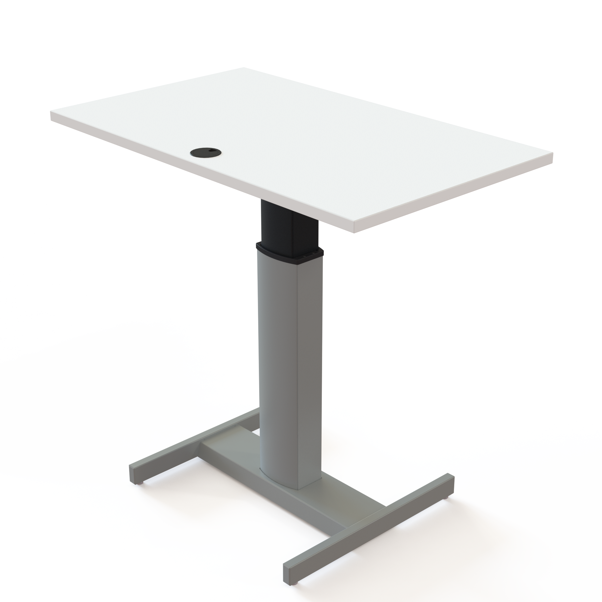 Schreibtisch steh/sitz | 100x60 cm | Weiß mit silbernem Gestell