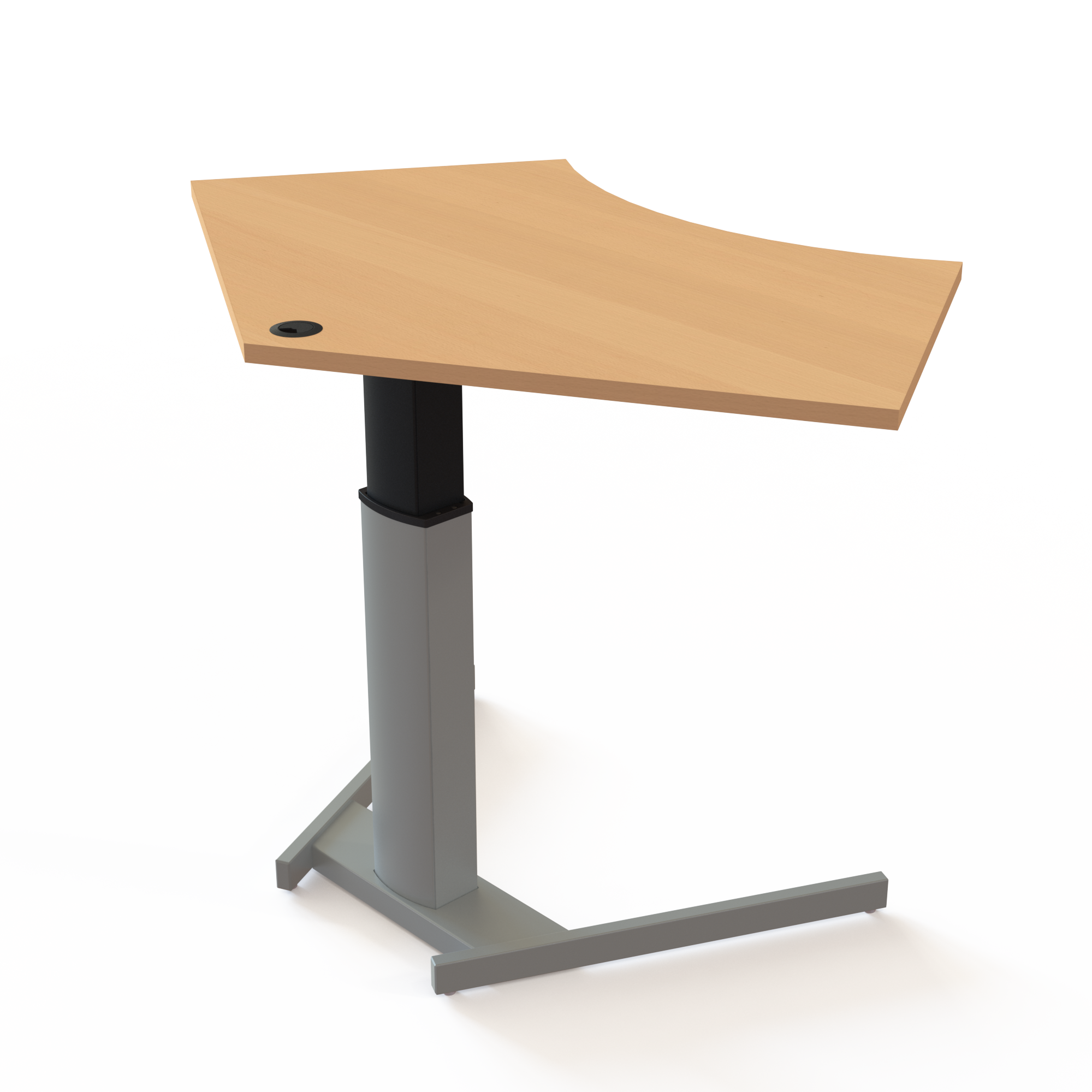 Schreibtisch steh/sitz | 138x92 cm | Buche mit silbernem Gestell