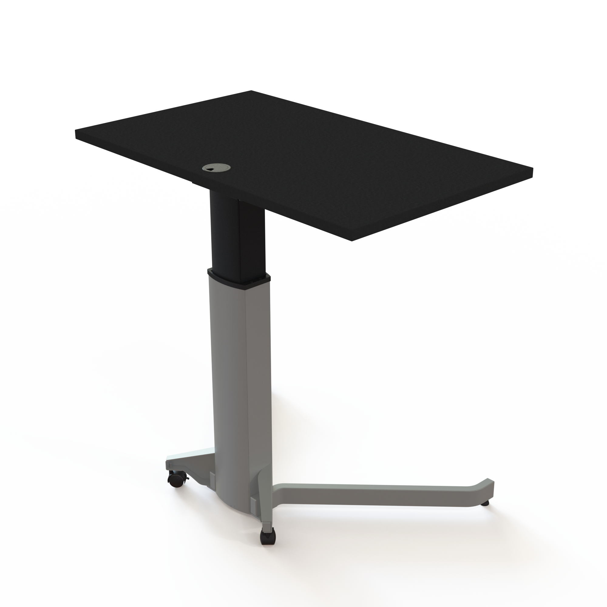 Schreibtisch steh/sitz | 100x60 cm | Schwarz mit silbernem Gestell